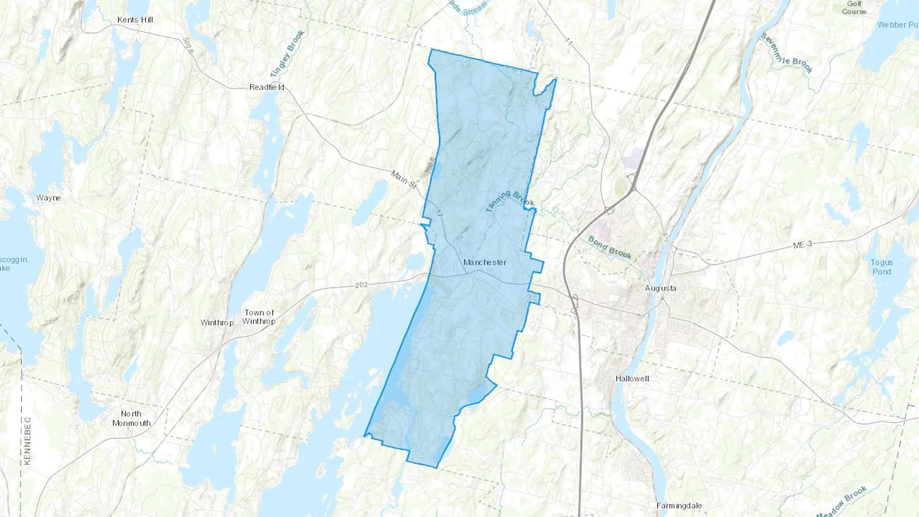 Manchester, ME Cash heating Oil delivery map Map of the COD Fuel Oil delivery service area for Manchester, ME