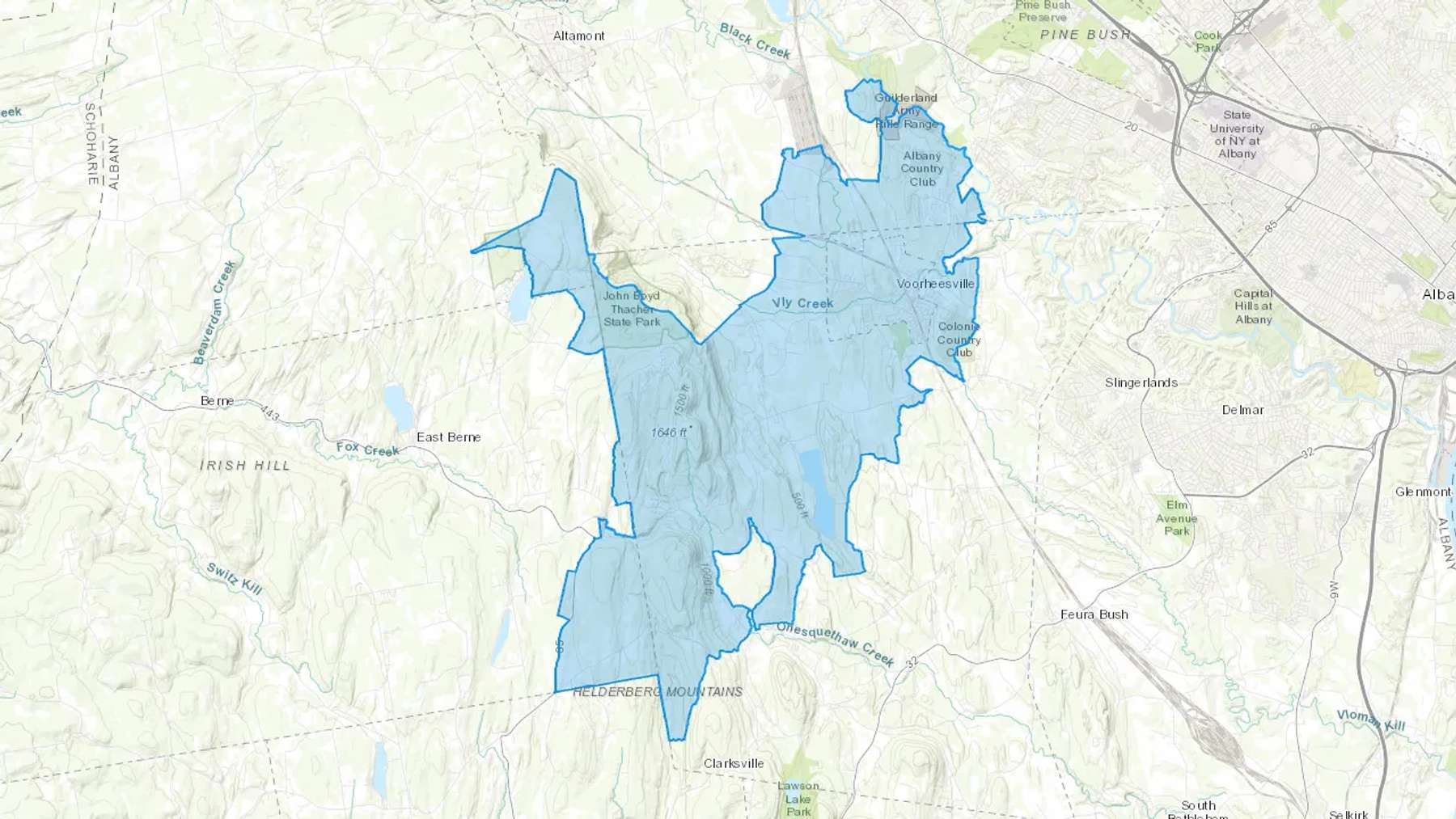 Voorheesville, NY Cash heating Oil delivery map Map of the COD Fuel Oil delivery service area for Voorheesville, NY