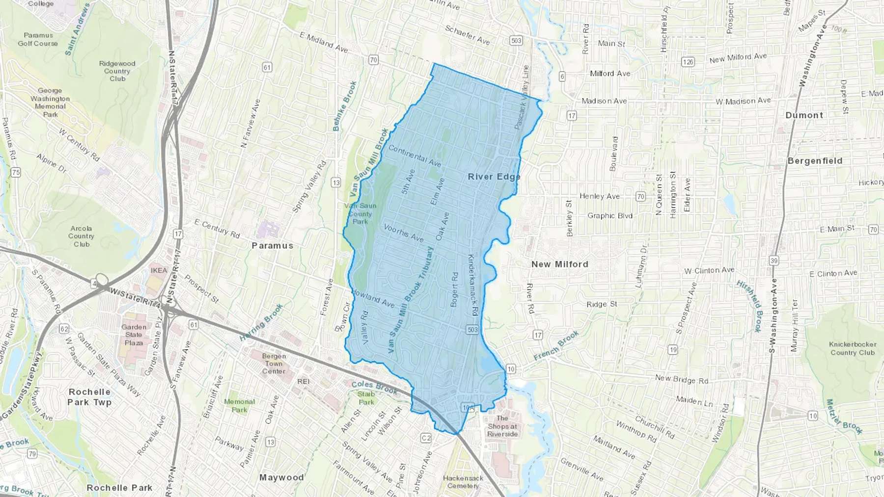 River Edge, NJ Cash heating Oil delivery map Map of the COD Fuel Oil delivery service area for River Edge, NJ
