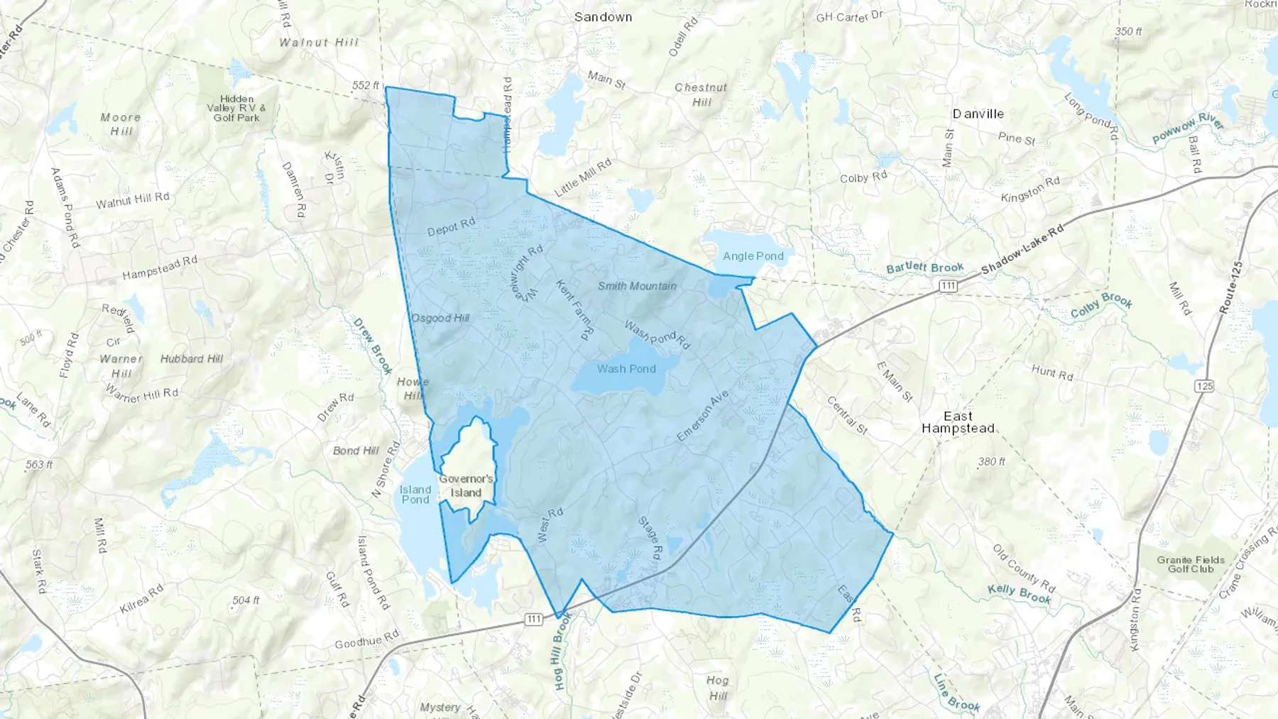 Hampstead, NH Cash heating Oil delivery map Map of the COD Fuel Oil delivery service area for Hampstead, NH
