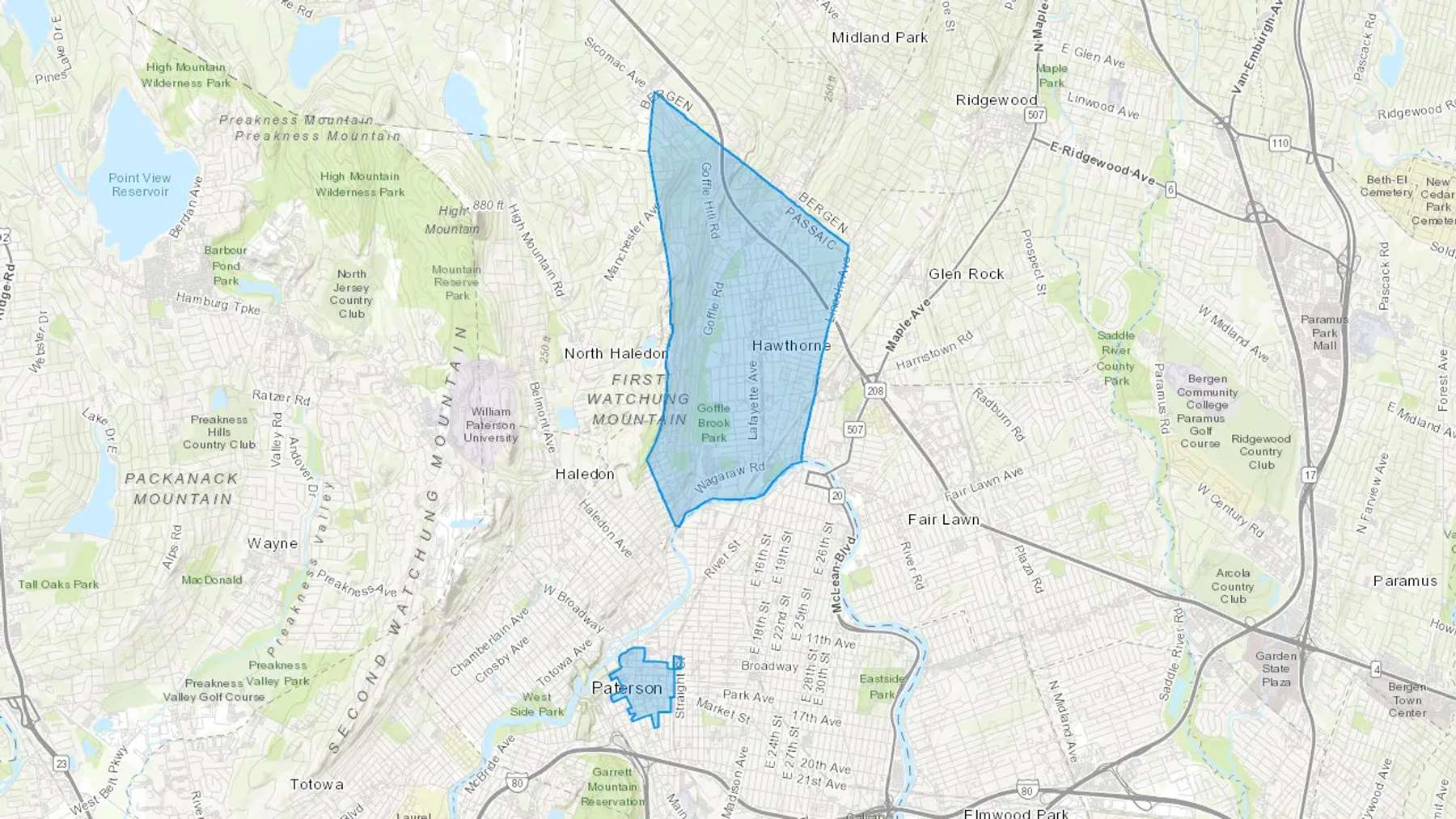 Hawthorne, NJ Cash heating Oil delivery map Map of the COD Fuel Oil delivery service area for Hawthorne, NJ