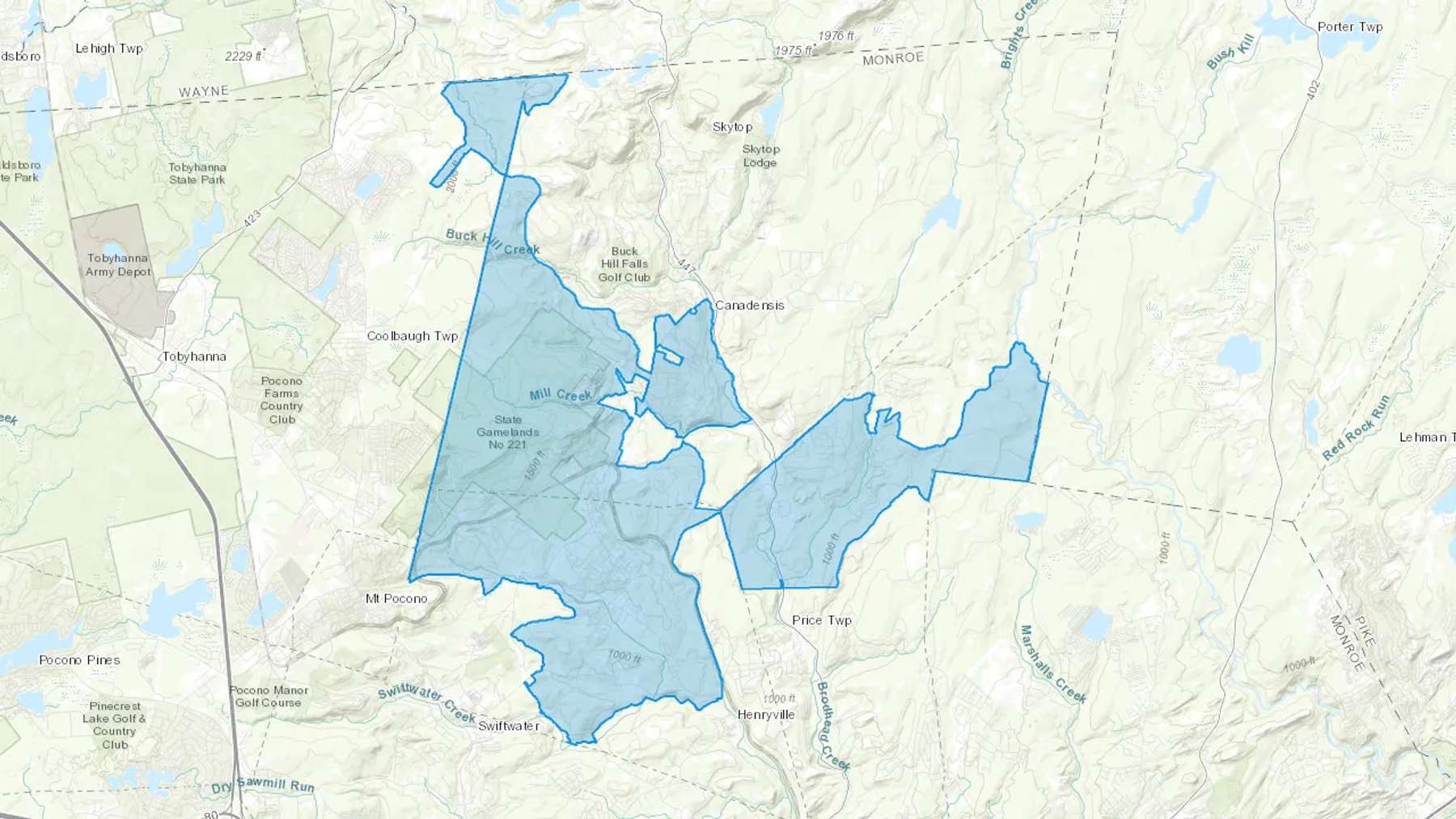 Mountainhome, PA Cash heating Oil delivery map Map of the COD Fuel Oil delivery service area for Mountainhome, PA