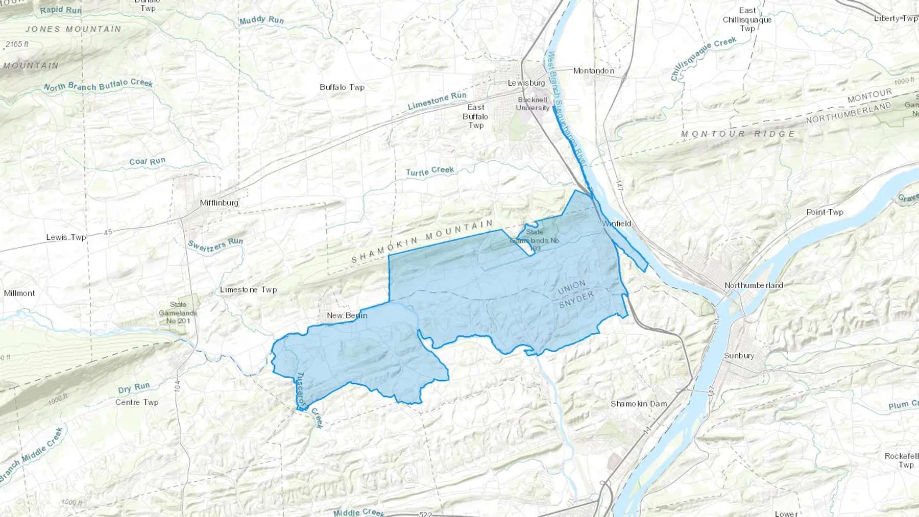 Winfield, PA Cash heating Oil delivery map Map of the COD Fuel Oil delivery service area for Winfield, PA