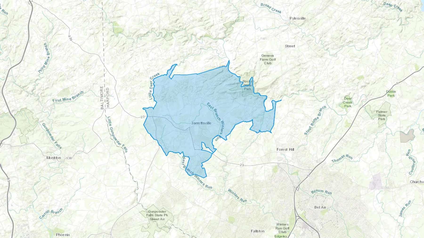 Jarrettsville, MD Cash heating Oil delivery map Map of the COD Fuel Oil delivery service area for Jarrettsville, MD