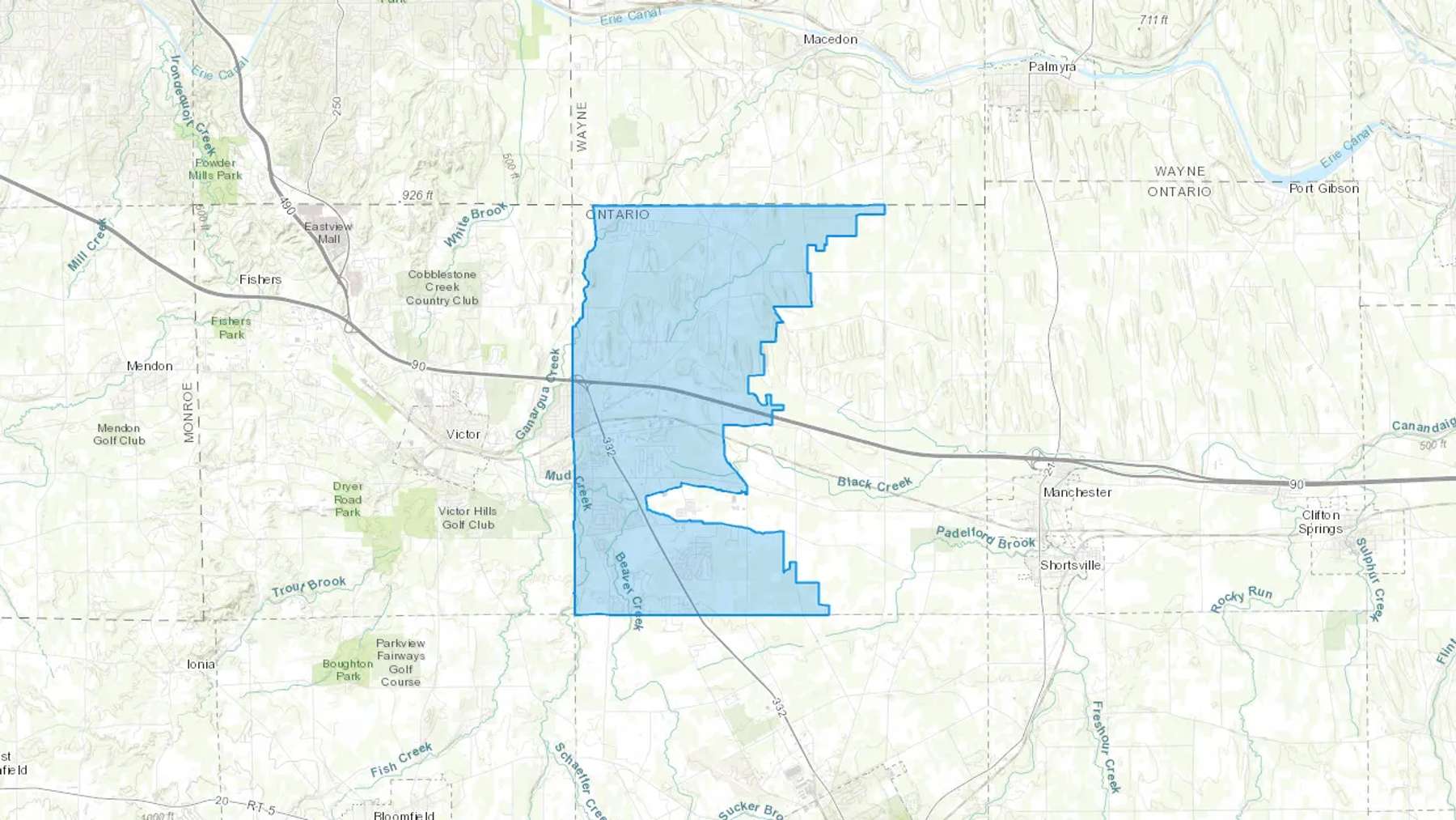 Farmington, NY Cash heating Oil delivery map Map of the COD Fuel Oil delivery service area for Farmington, NY