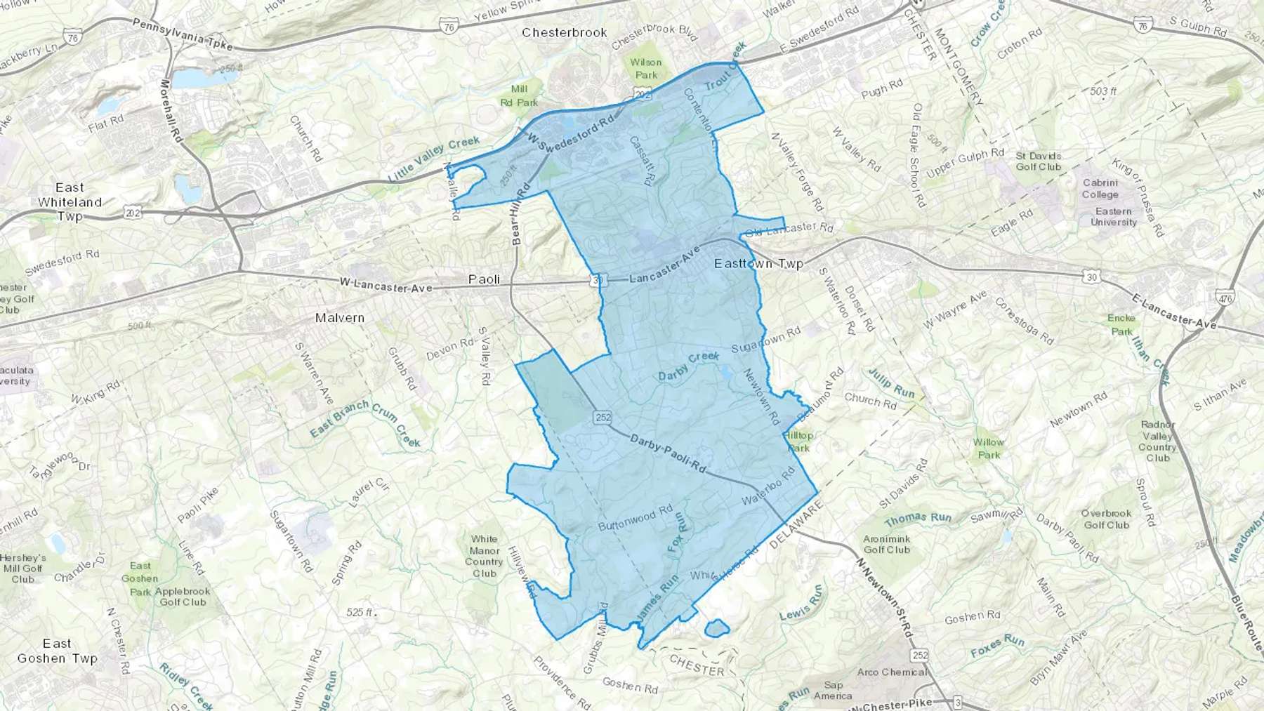 Berwyn, PA Cash heating Oil delivery map Map of the COD Fuel Oil delivery service area for Berwyn, PA