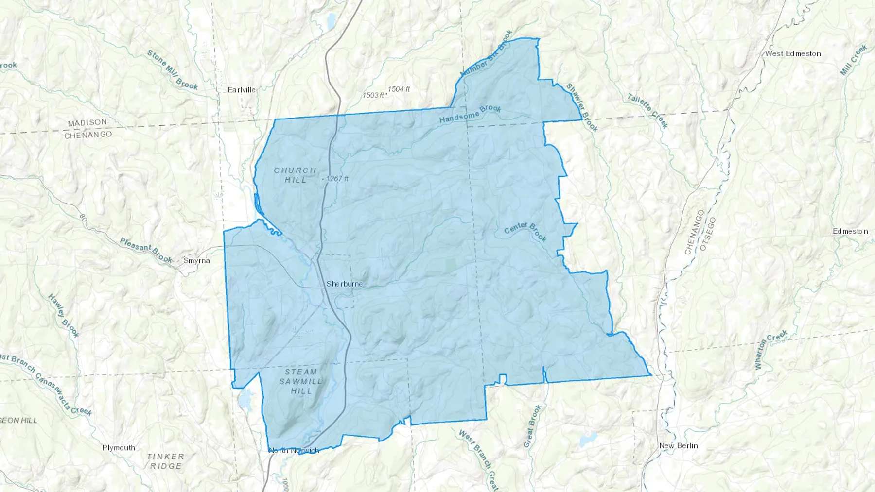 Sherburne, NY Cash heating Oil delivery map Map of the COD Fuel Oil delivery service area for Sherburne, NY