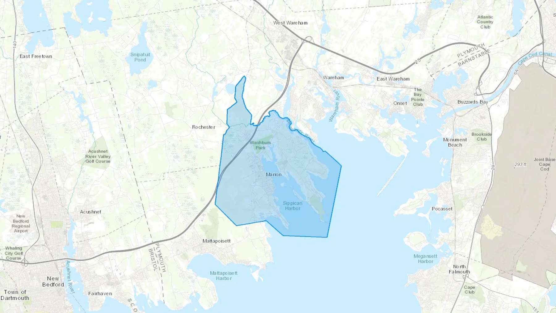 Marion, MA Cash heating Oil delivery map Map of the COD Fuel Oil delivery service area for Marion, MA