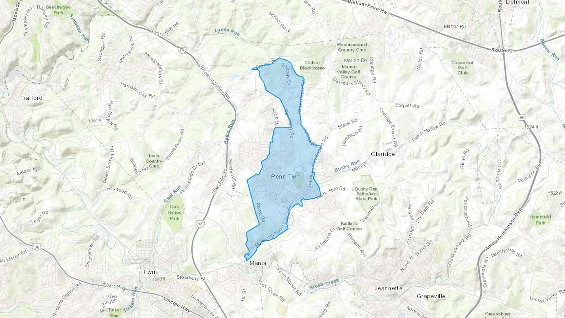 Harrison City, PA Cash heating Oil delivery map Map of the COD Fuel Oil delivery service area for Harrison City, PA