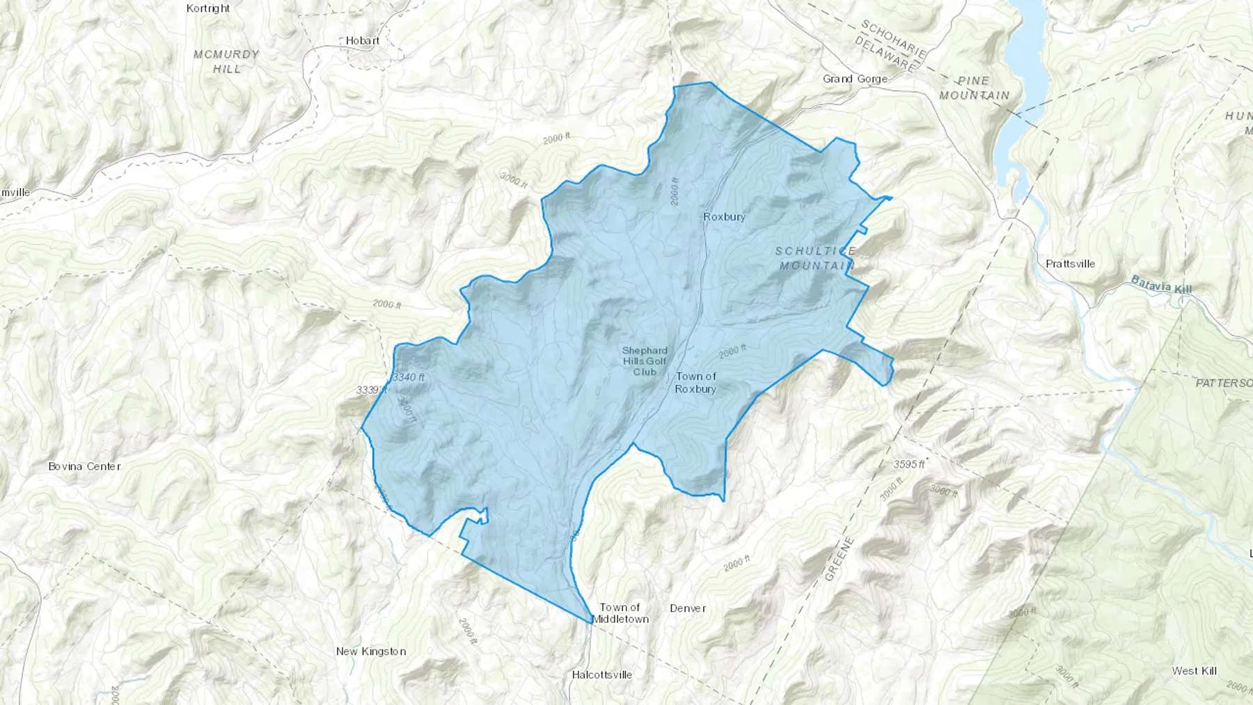 Roxbury, NY Cash heating Oil delivery map Map of the COD Fuel Oil delivery service area for Roxbury, NY