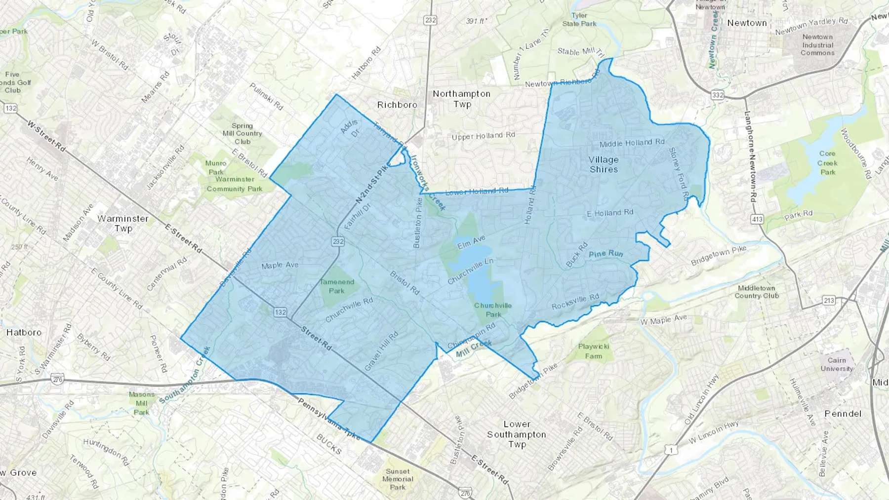 Southampton, PA Cash heating Oil delivery map Map of the COD Fuel Oil delivery service area for Southampton, PA