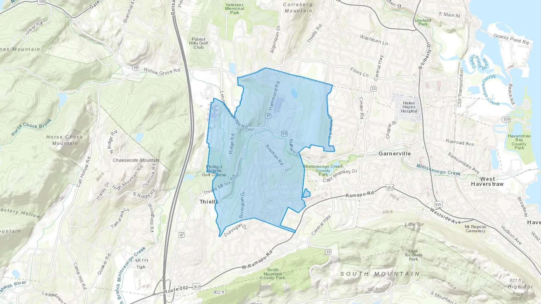 Thiells, NY Cash heating Oil delivery map Map of the COD Fuel Oil delivery service area for Thiells, NY