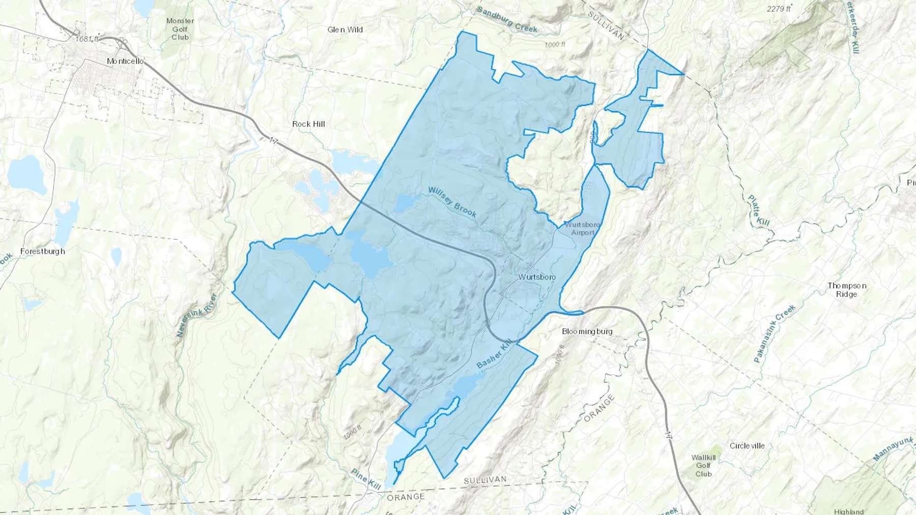 Wurtsboro, NY Cash heating Oil delivery map Map of the COD Fuel Oil delivery service area for Wurtsboro, NY