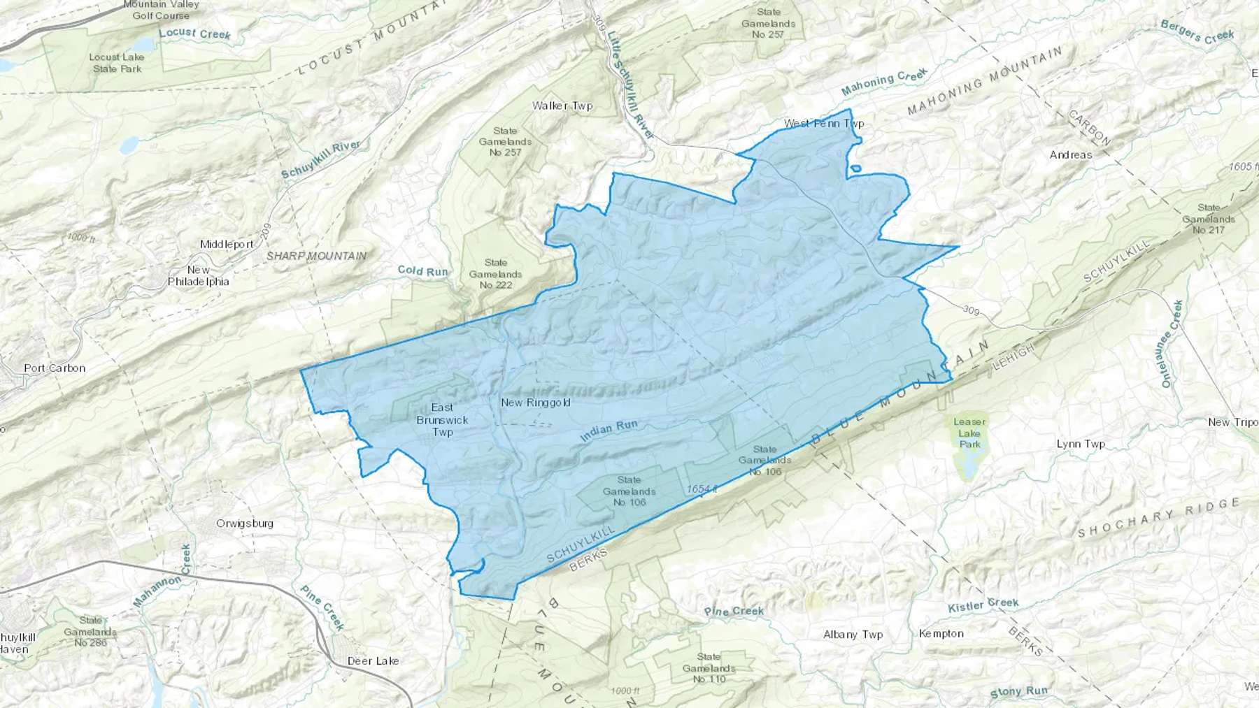 New Ringgold, PA Cash heating Oil delivery map Map of the COD Fuel Oil delivery service area for New Ringgold, PA