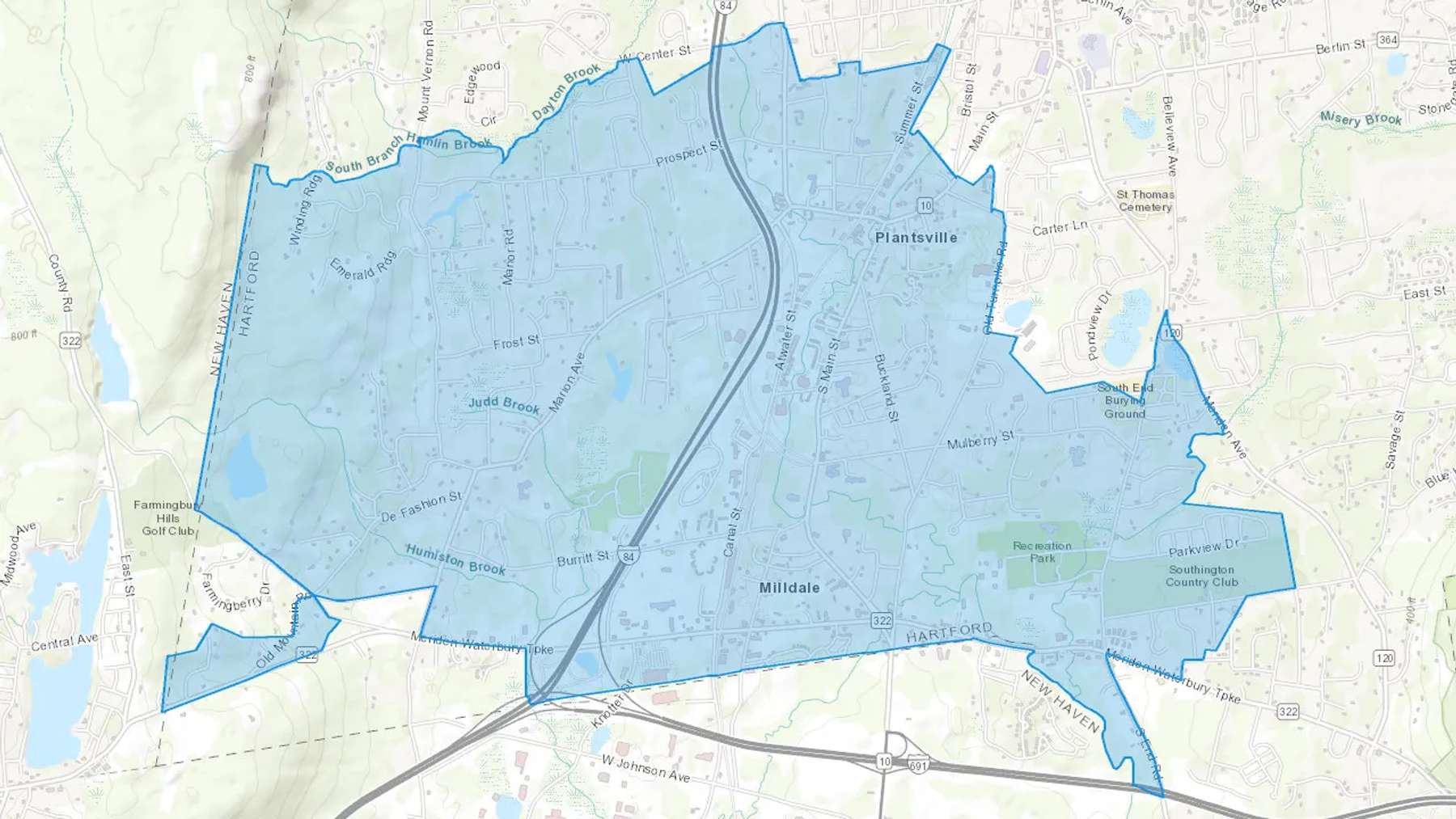 Plantsville, CT Cash heating Oil delivery map Map of the COD Fuel Oil delivery service area for Plantsville, CT