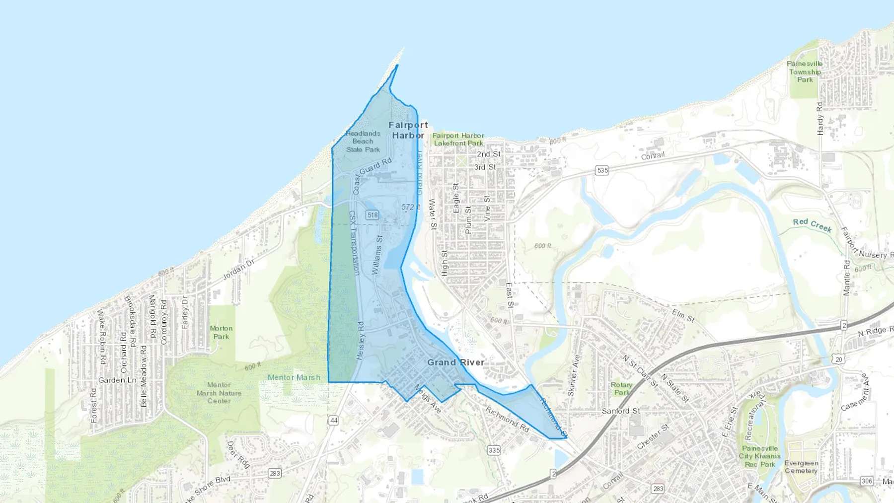 Grand River, OH Cash heating Oil delivery map Map of the COD Fuel Oil delivery service area for Grand River, OH