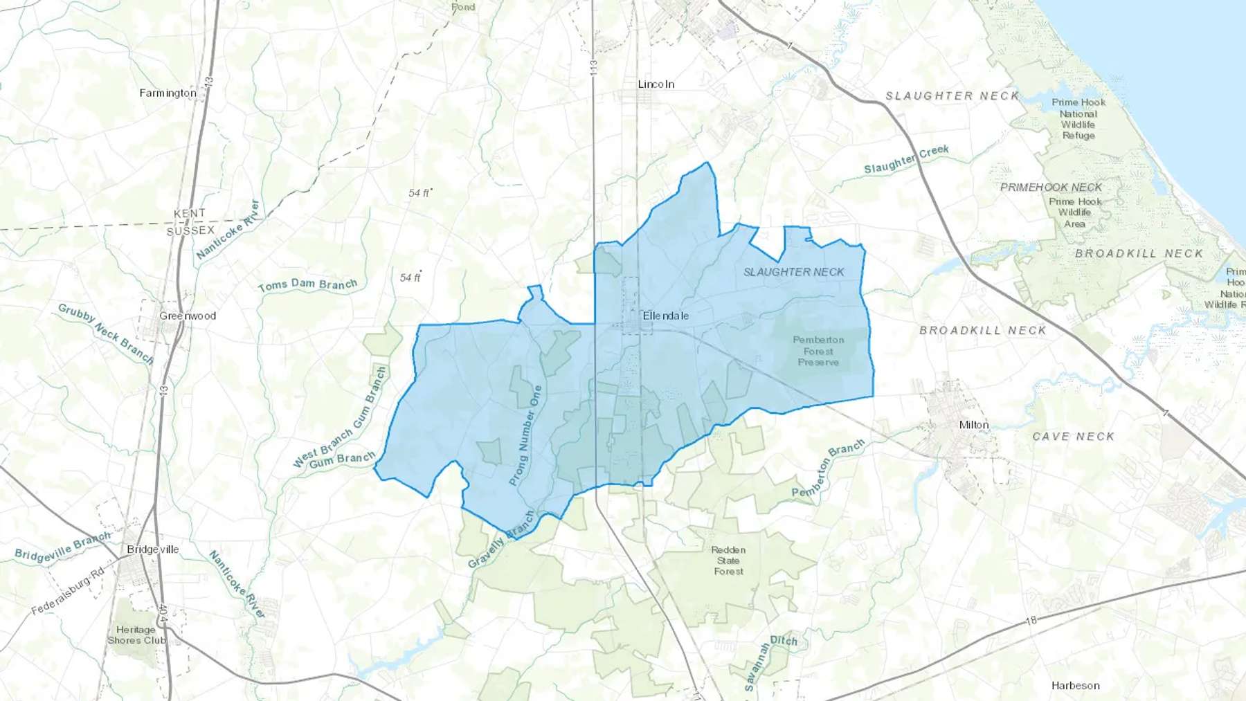 Ellendale, DE Cash heating Oil delivery map Map of the COD Fuel Oil delivery service area for Ellendale, DE