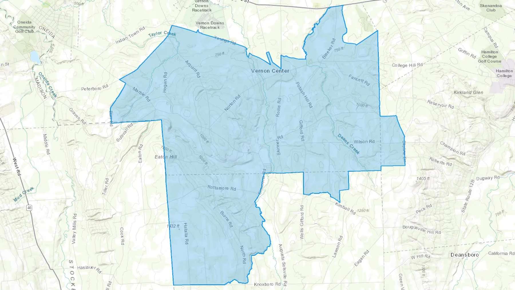 Vernon Center, NY Cash heating Oil delivery map Map of the COD Fuel Oil delivery service area for Vernon Center, NY