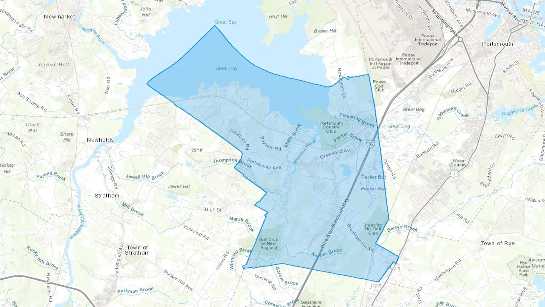 Greenland, NH Cash heating Oil delivery map Map of the COD Fuel Oil delivery service area for Greenland, NH