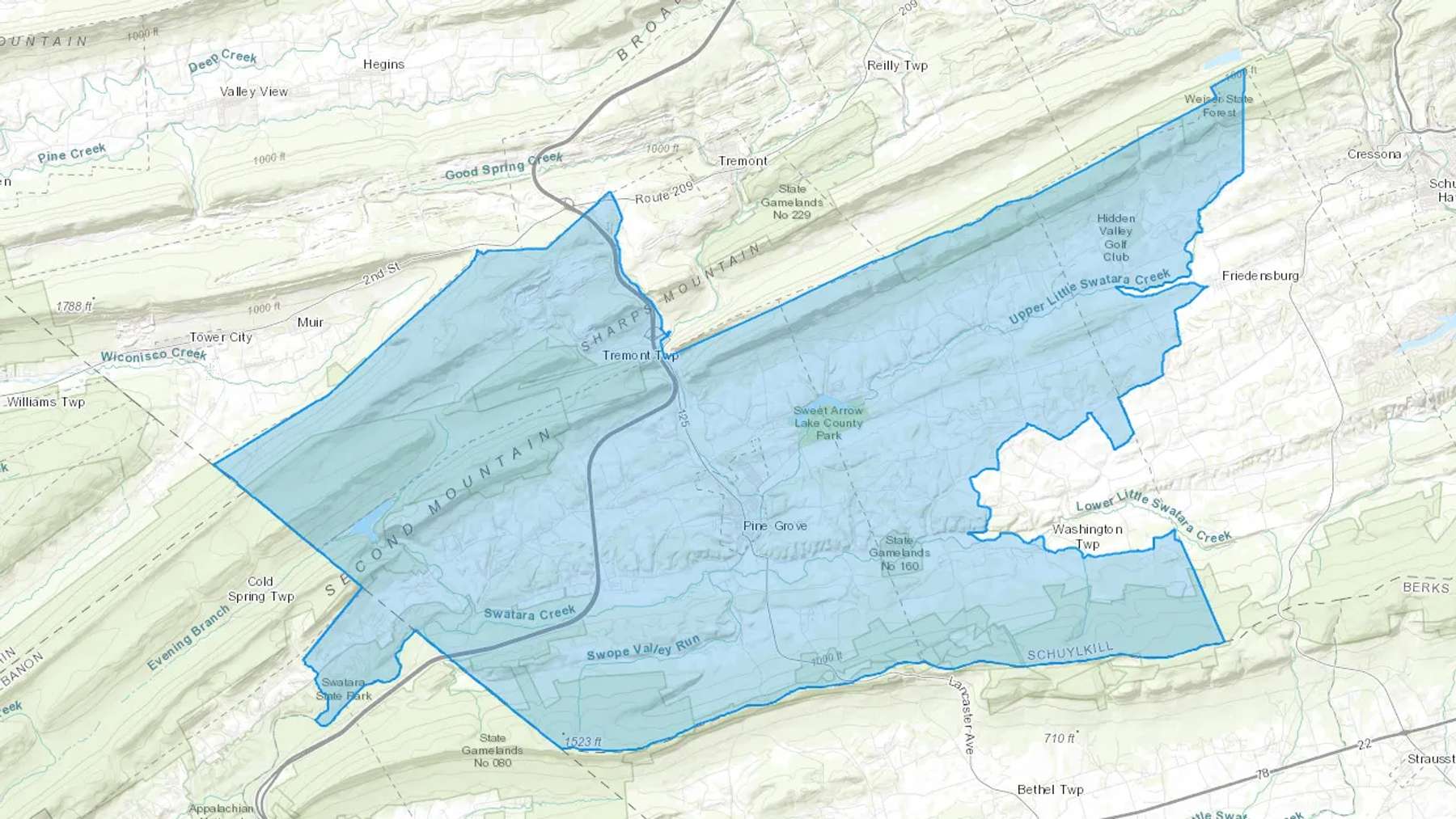 Ravine, PA Cash heating Oil delivery map Map of the COD Fuel Oil delivery service area for Ravine, PA