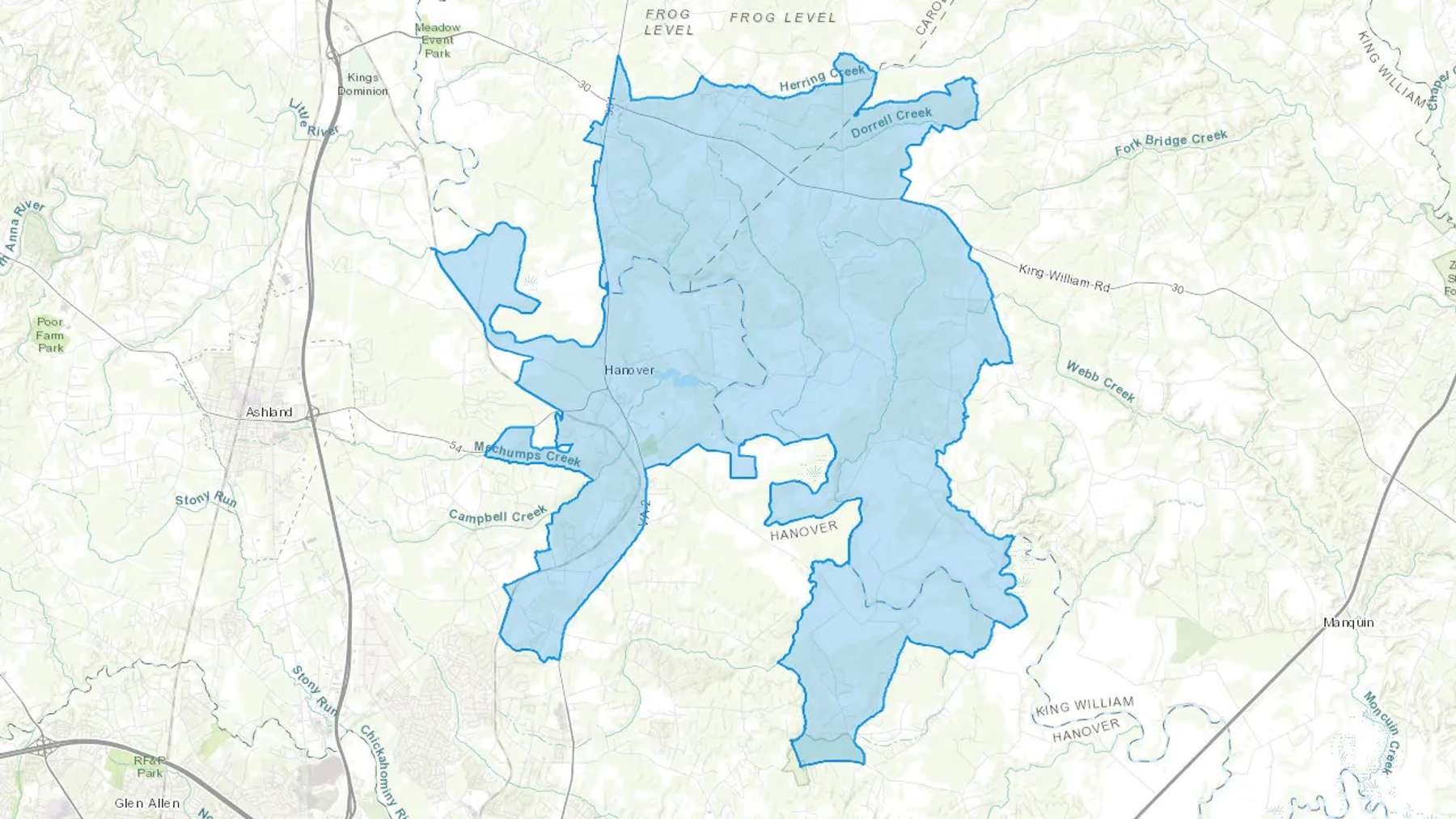 Hanover, VA Cash heating Oil delivery map Map of the COD Fuel Oil delivery service area for Hanover, VA