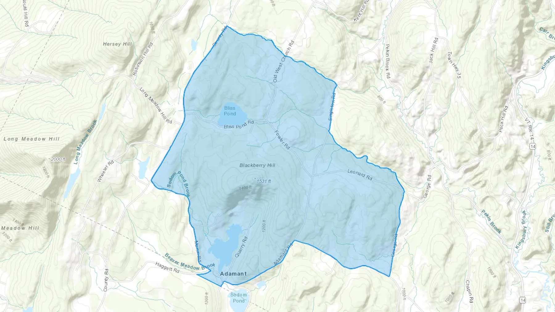 Adamant, VT Cash heating Oil delivery map Map of the COD Fuel Oil delivery service area for Adamant, VT