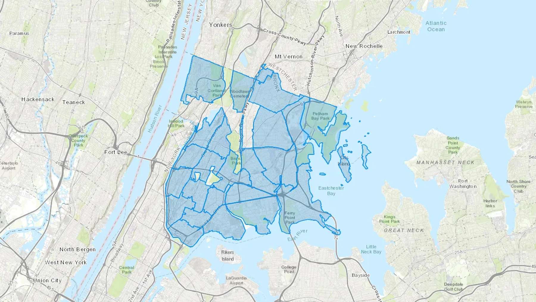 Bronx, NY Cash heating Oil delivery map Map of the COD Fuel Oil delivery service area for Bronx, NY