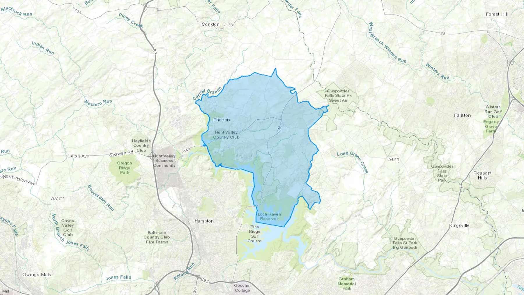 Phoenix, MD Cash heating Oil delivery map Map of the COD Fuel Oil delivery service area for Phoenix, MD