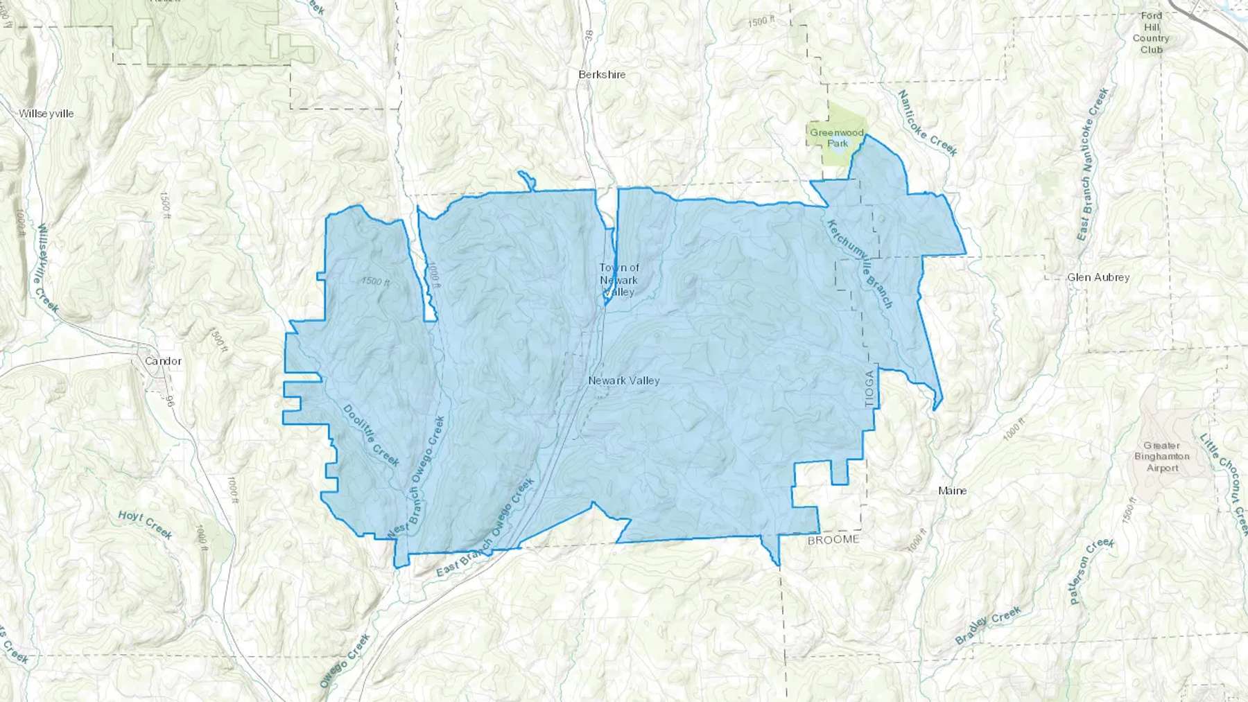 Newark Valley, NY Cash heating Oil delivery map Map of the COD Fuel Oil delivery service area for Newark Valley, NY