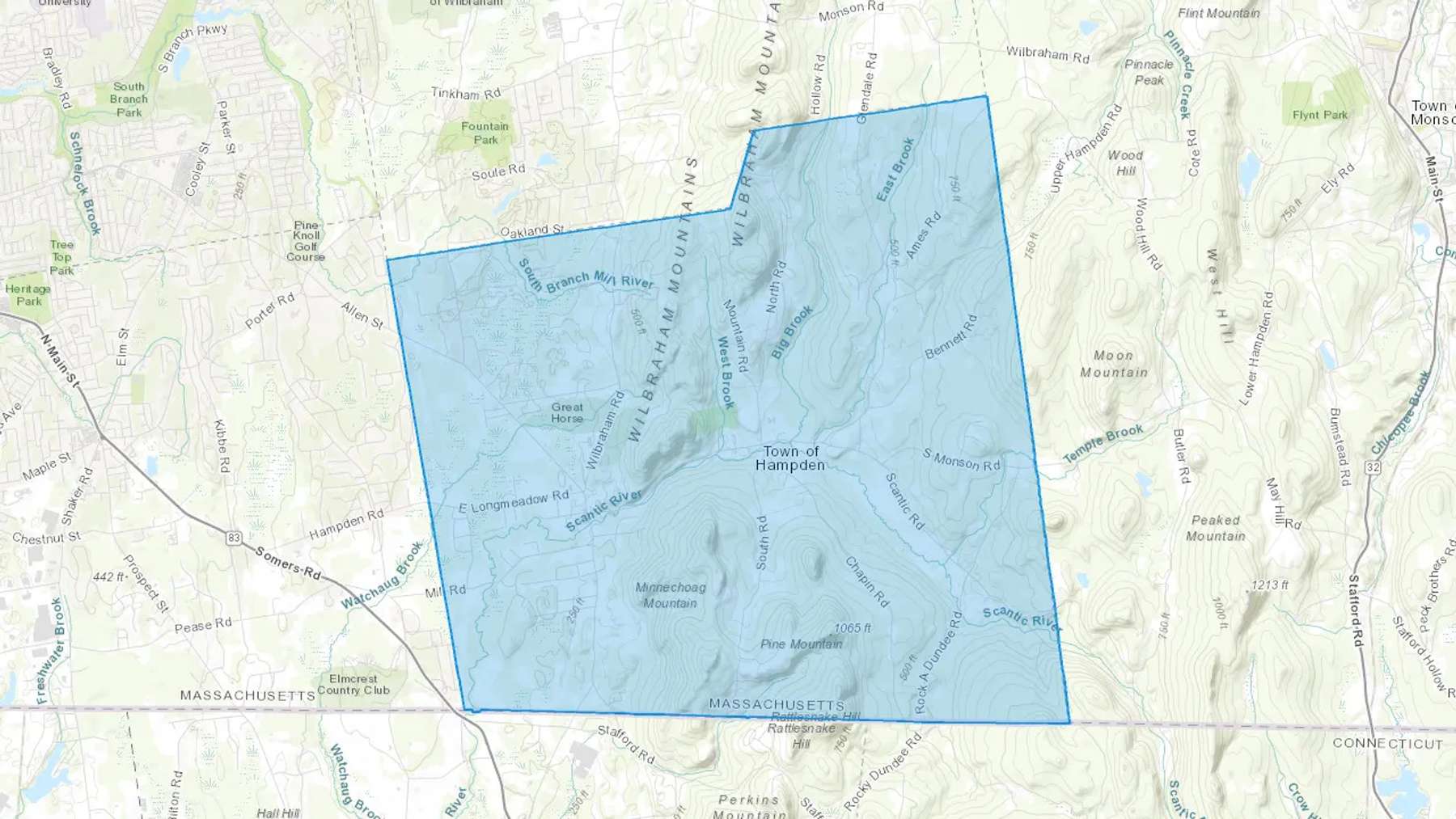 Hampden, MA Cash heating Oil delivery map Map of the COD Fuel Oil delivery service area for Hampden, MA