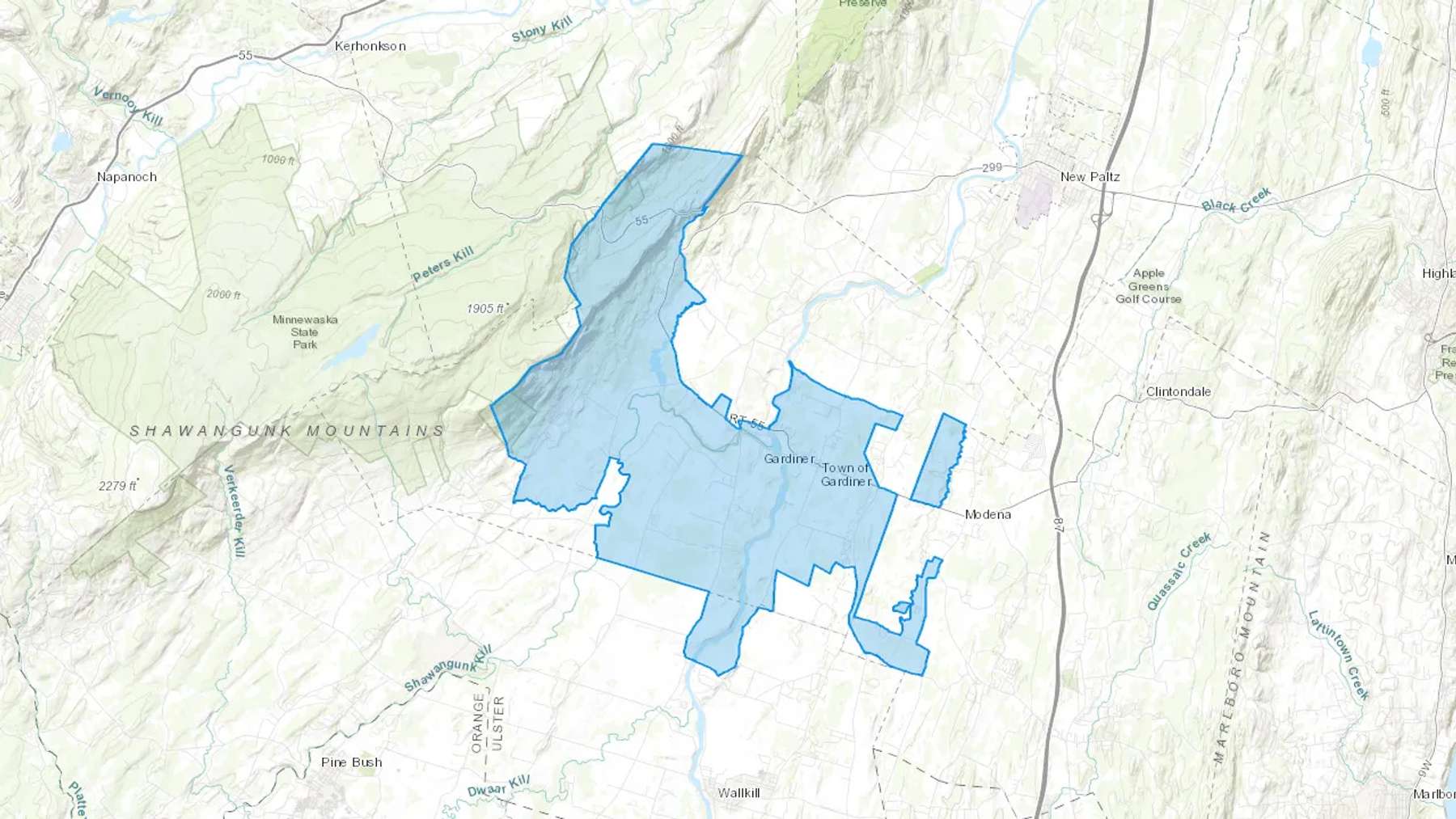 Gardiner, NY Cash heating Oil delivery map Map of the COD Fuel Oil delivery service area for Gardiner, NY