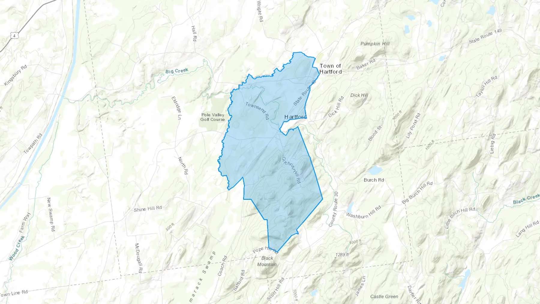 Hartford, NY Cash heating Oil delivery map Map of the COD Fuel Oil delivery service area for Hartford, NY