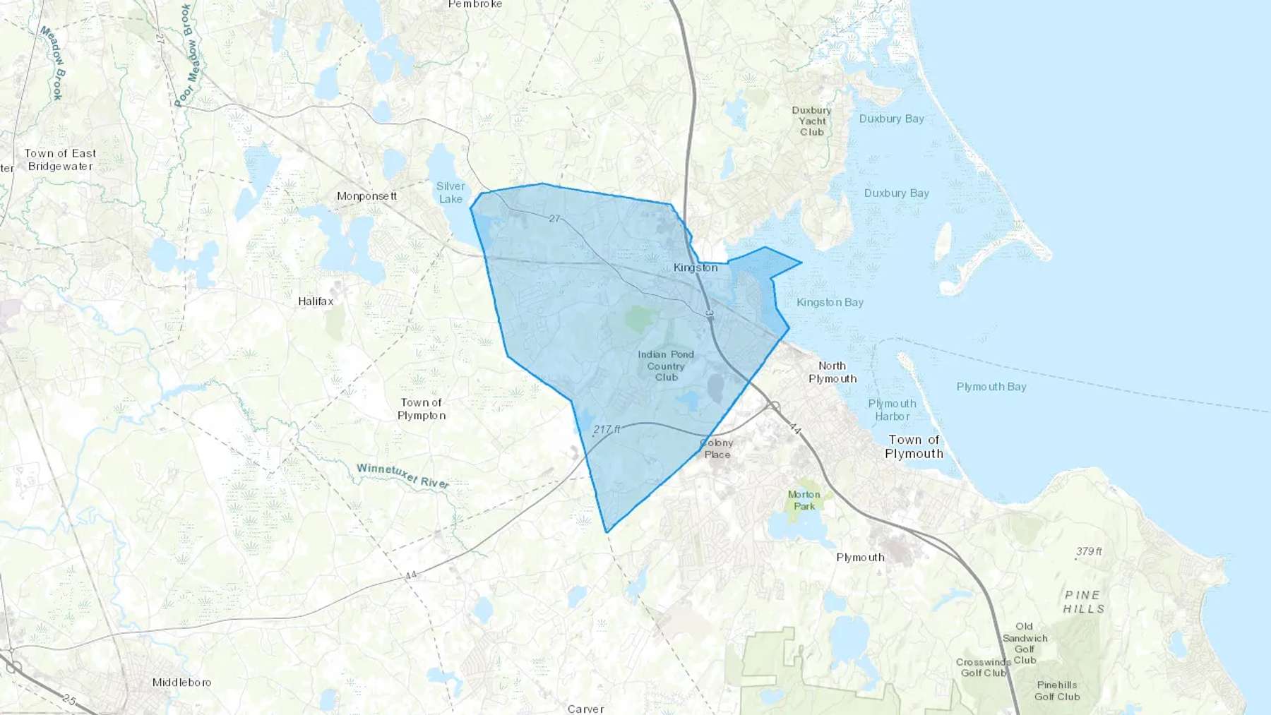 Kingston, MA Cash heating Oil delivery map Map of the COD Fuel Oil delivery service area for Kingston, MA