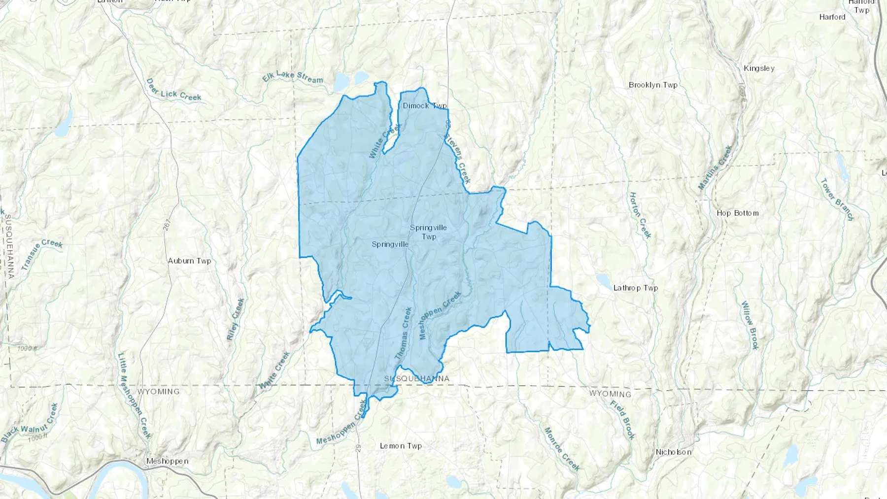 Dimock, PA Cash heating Oil delivery map Map of the COD Fuel Oil delivery service area for Dimock, PA