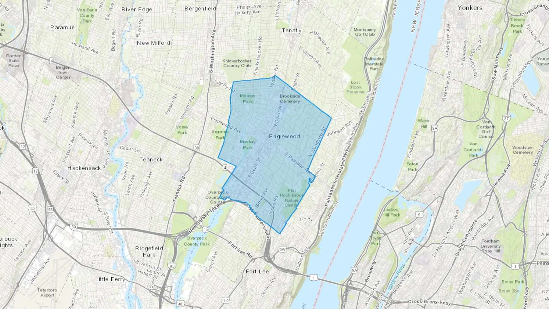Englewood, NJ Cash heating Oil delivery map Map of the COD Fuel Oil delivery service area for Englewood, NJ