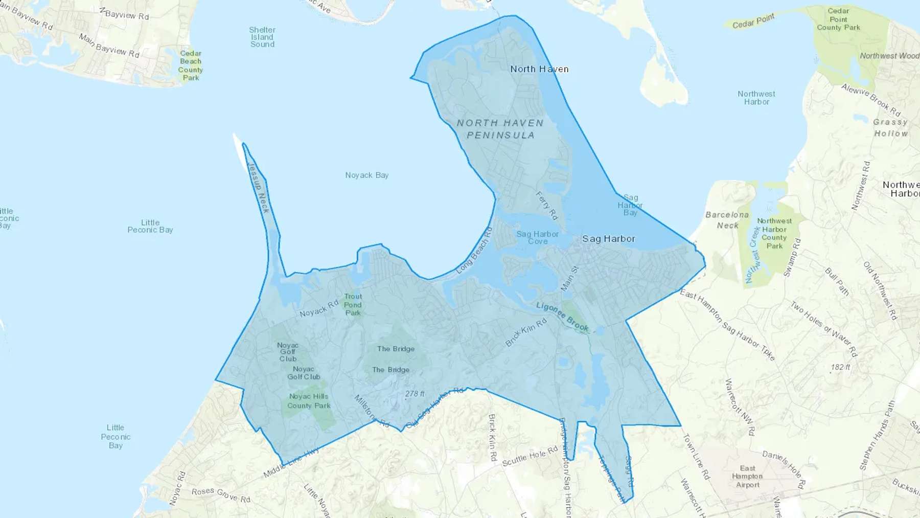 Sag Harbor, NY Cash heating Oil delivery map Map of the COD Fuel Oil delivery service area for Sag Harbor, NY