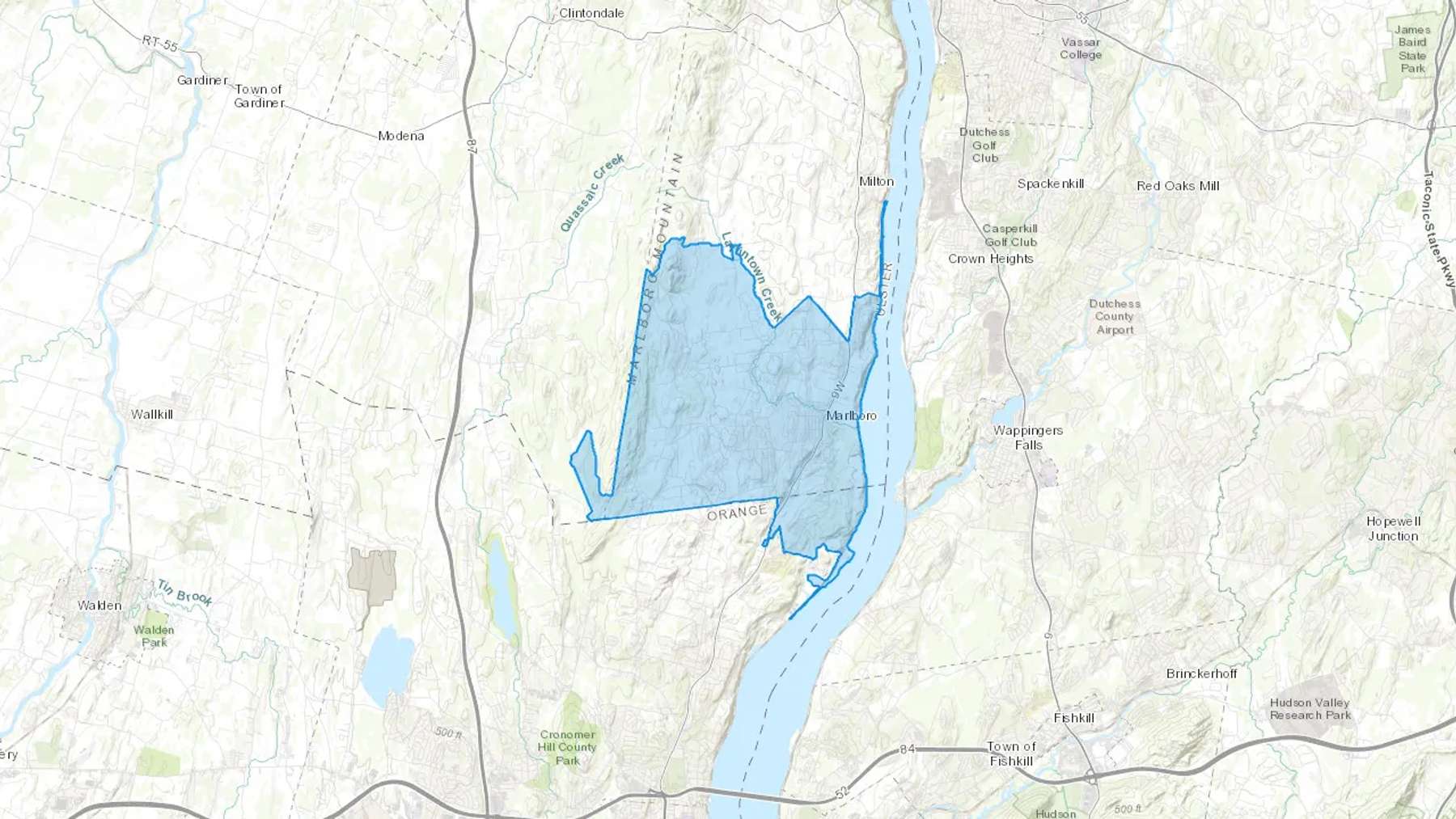 Marlboro, NY Cash heating Oil delivery map Map of the COD Fuel Oil delivery service area for Marlboro, NY