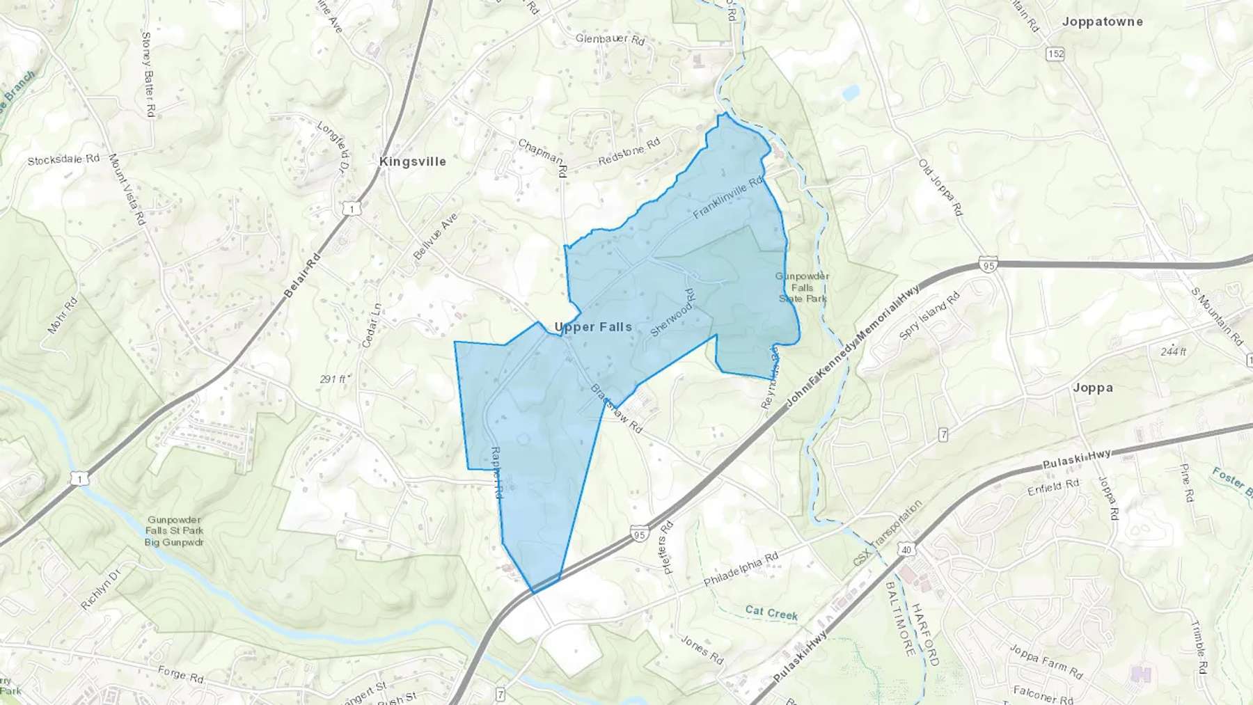 Upper Falls, MD Cash heating Oil delivery map Map of the COD Fuel Oil delivery service area for Upper Falls, MD
