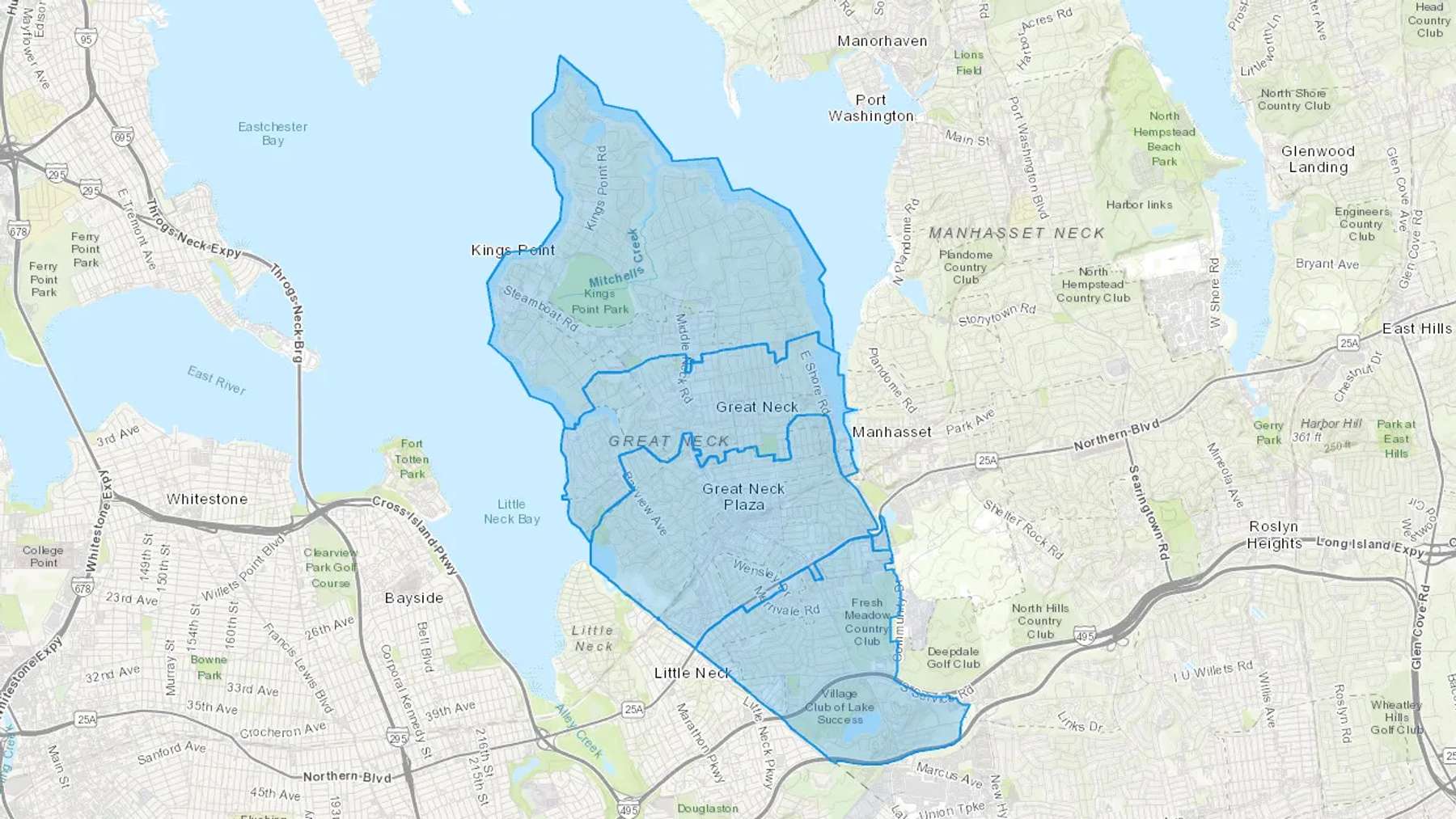 Great Neck, NY Cash heating Oil delivery map Map of the COD Fuel Oil delivery service area for Great Neck, NY