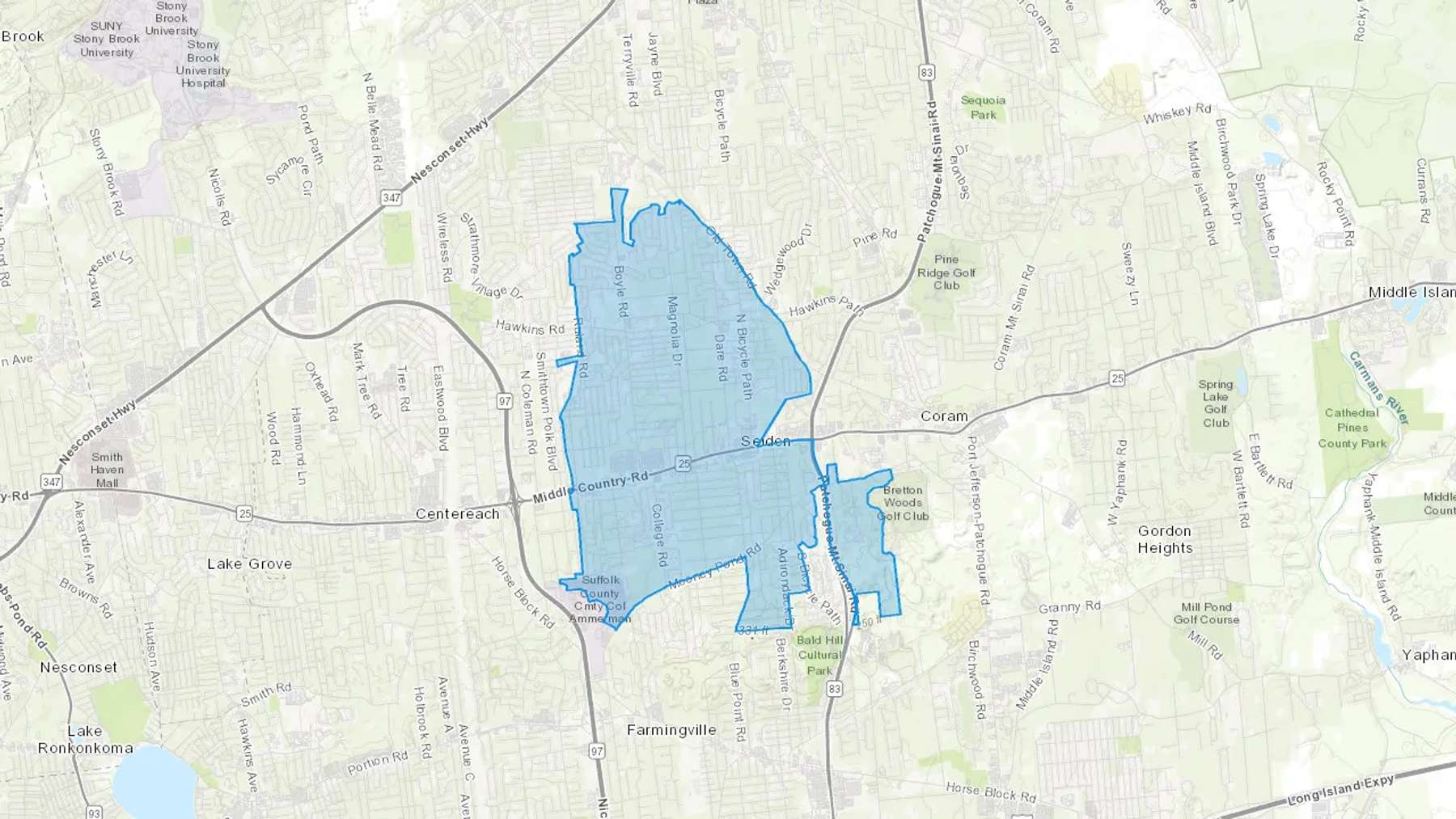 Selden, NY Cash heating Oil delivery map Map of the COD Fuel Oil delivery service area for Selden, NY