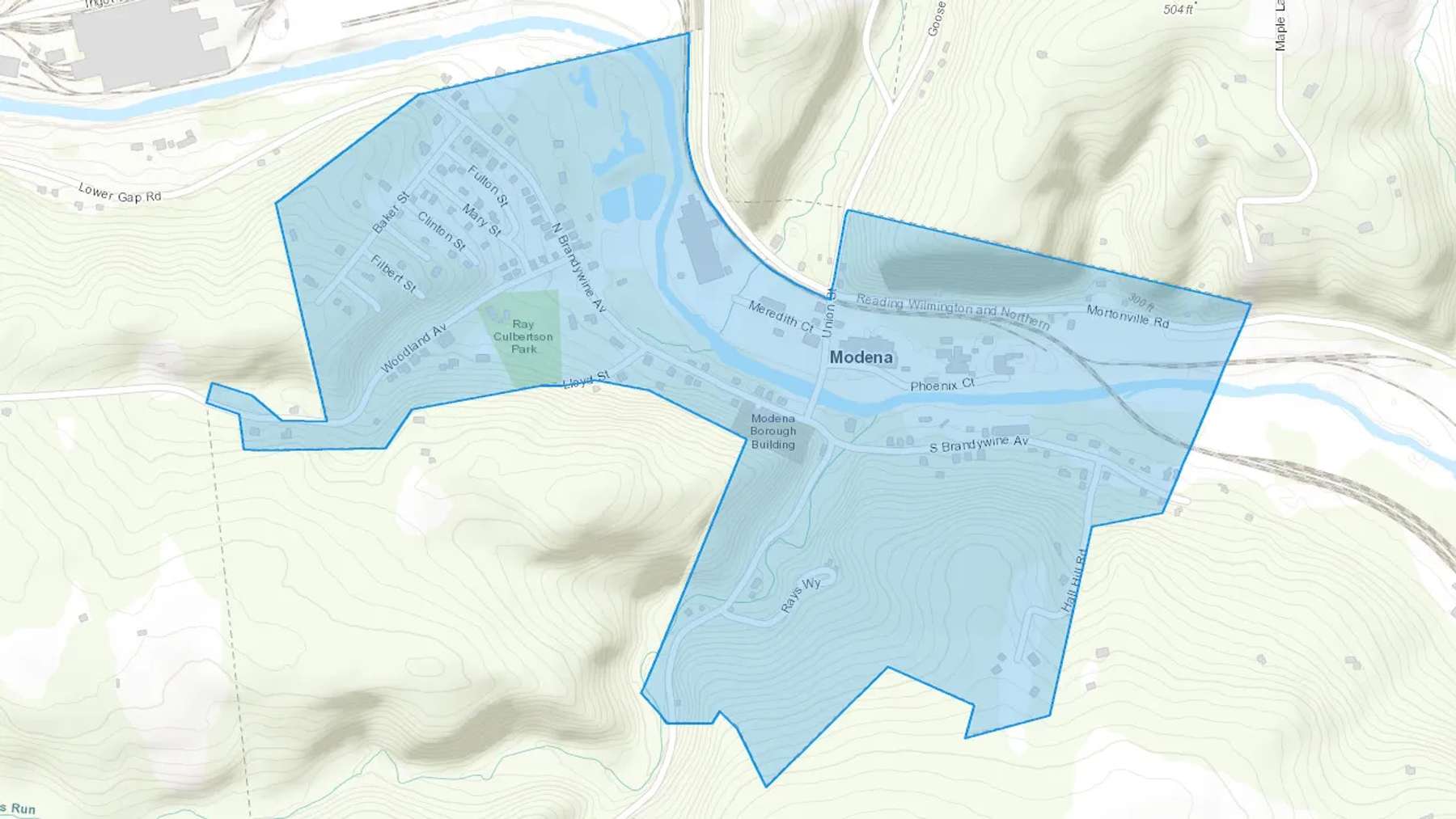 Modena, PA Cash heating Oil delivery map Map of the COD Fuel Oil delivery service area for Modena, PA