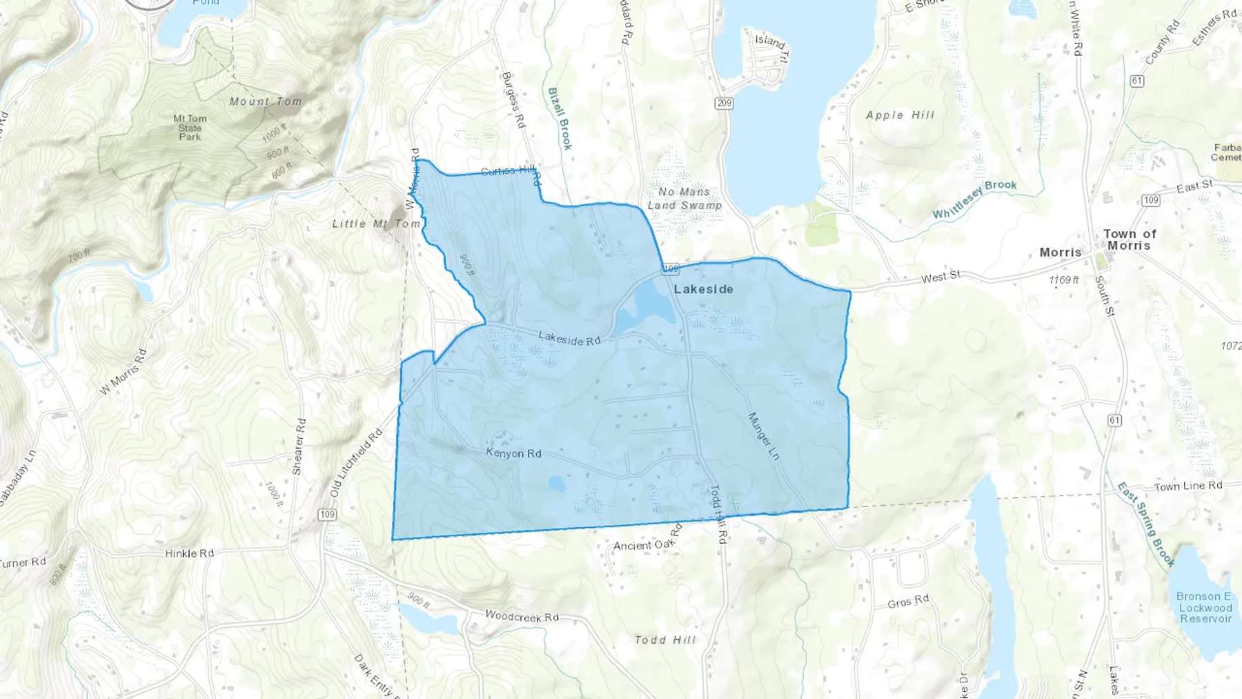 Lakeside, CT Cash heating Oil delivery map Map of the COD Fuel Oil delivery service area for Lakeside, CT