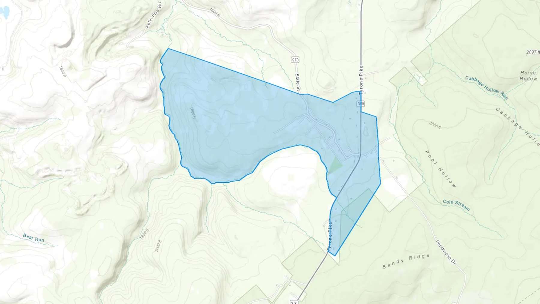 Sandy Ridge, PA Cash heating Oil delivery map Map of the COD Fuel Oil delivery service area for Sandy Ridge, PA