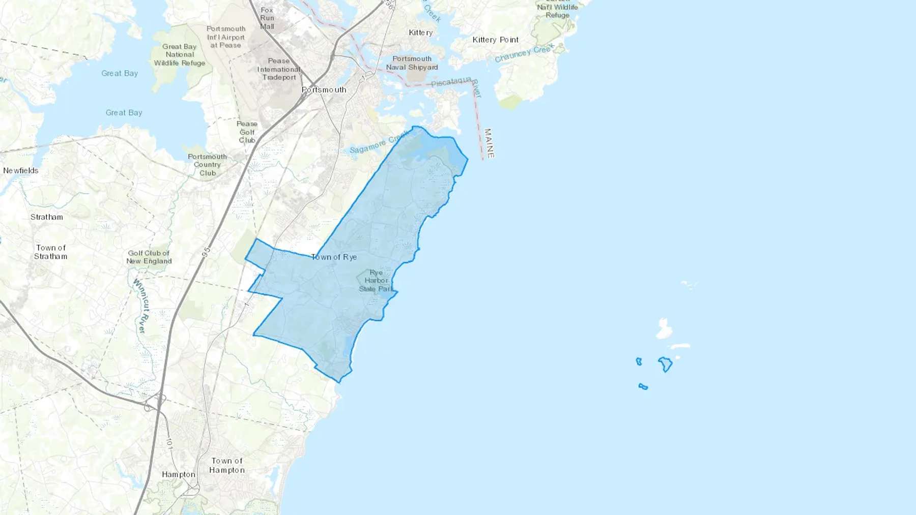 Rye, NH Cash heating Oil delivery map Map of the COD Fuel Oil delivery service area for Rye, NH