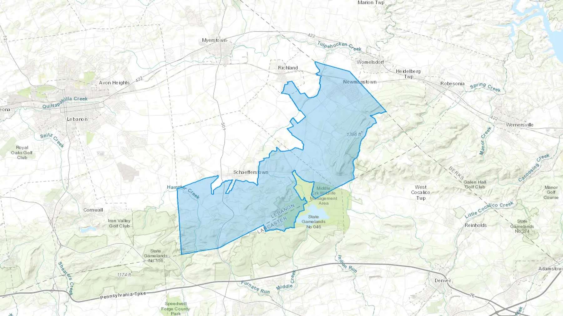 Newmanstown, PA Cash heating Oil delivery map Map of the COD Fuel Oil delivery service area for Newmanstown, PA