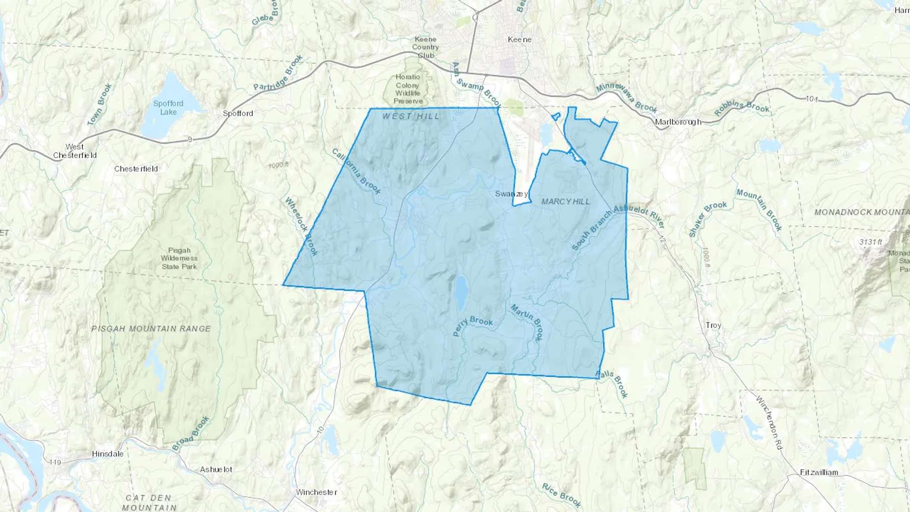West Swanzey, NH Cash heating Oil delivery map Map of the COD Fuel Oil delivery service area for West Swanzey, NH