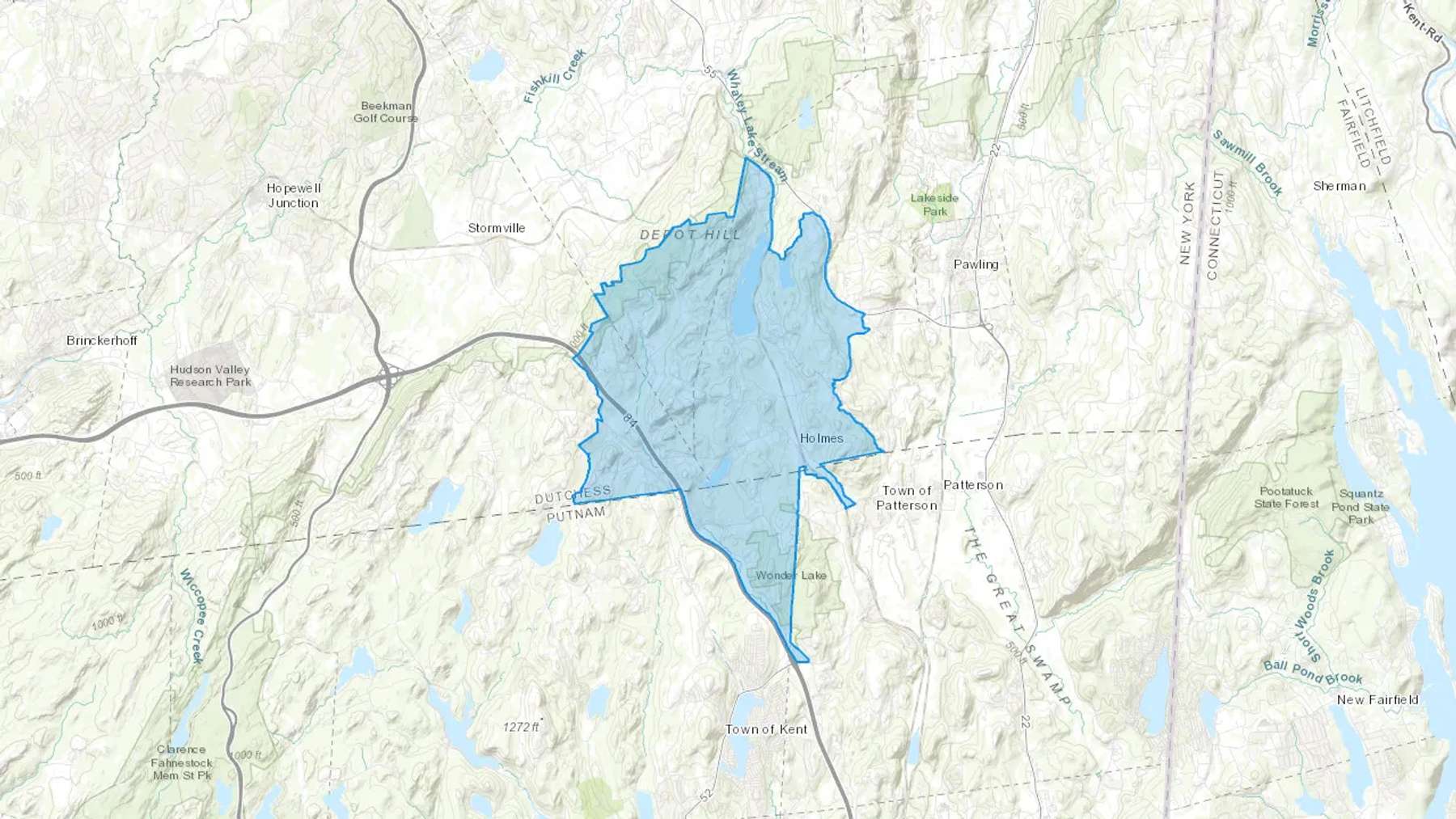 Holmes, NY Cash heating Oil delivery map Map of the COD Fuel Oil delivery service area for Holmes, NY
