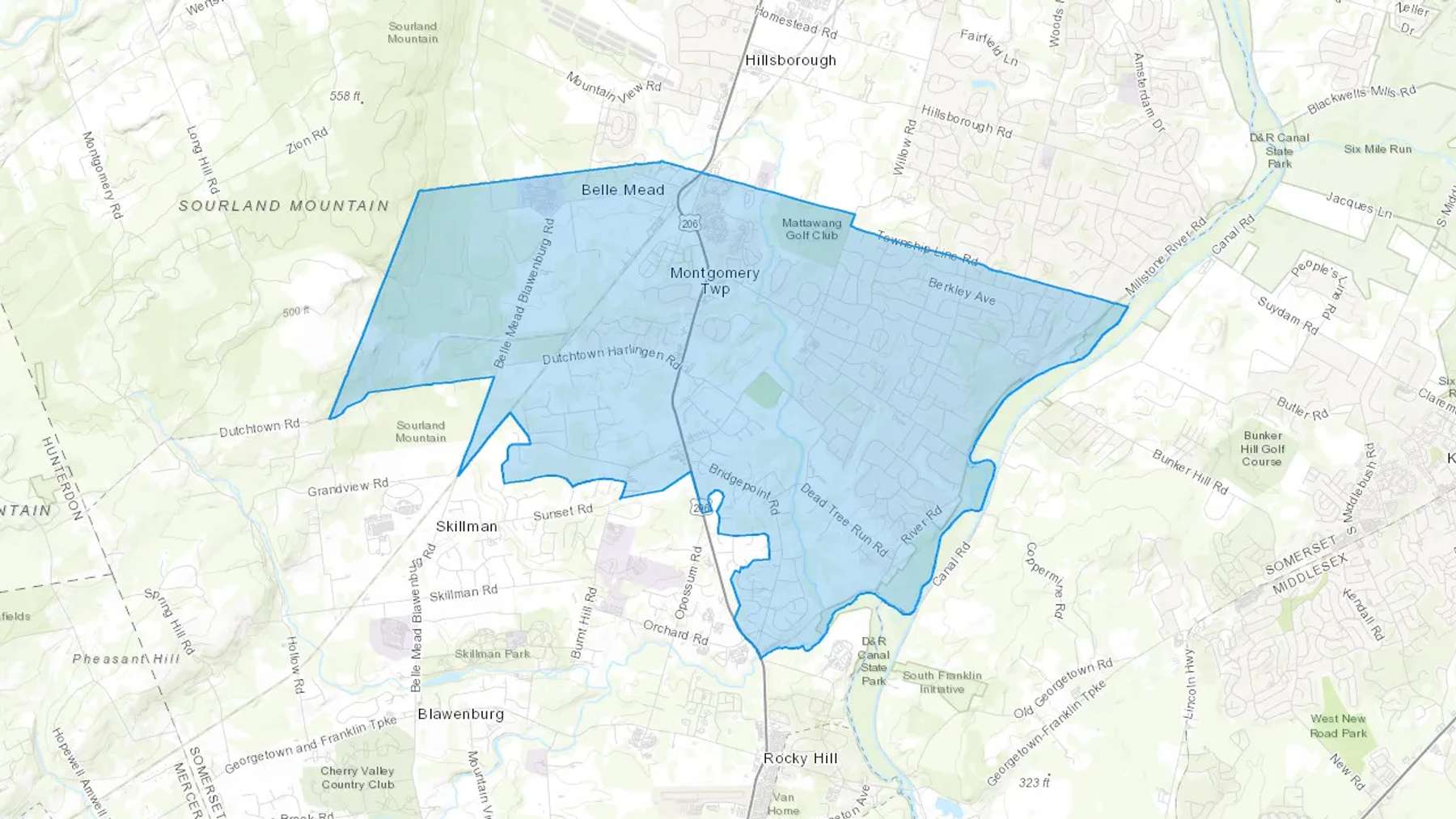 Belle Mead, NJ Cash heating Oil delivery map Map of the COD Fuel Oil delivery service area for Belle Mead, NJ