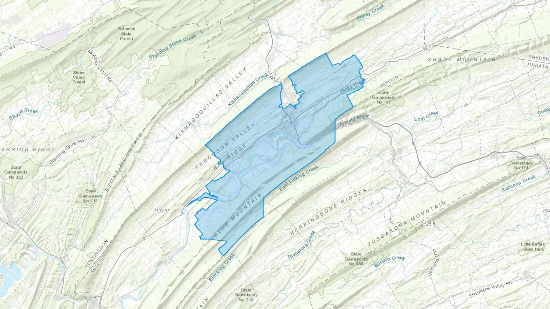 Lewistown, PA Cash heating Oil delivery map Map of the COD Fuel Oil delivery service area for Lewistown, PA