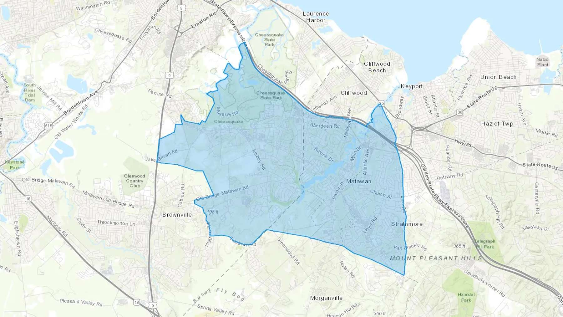 Matawan, NJ Cash heating Oil delivery map Map of the COD Fuel Oil delivery service area for Matawan, NJ
